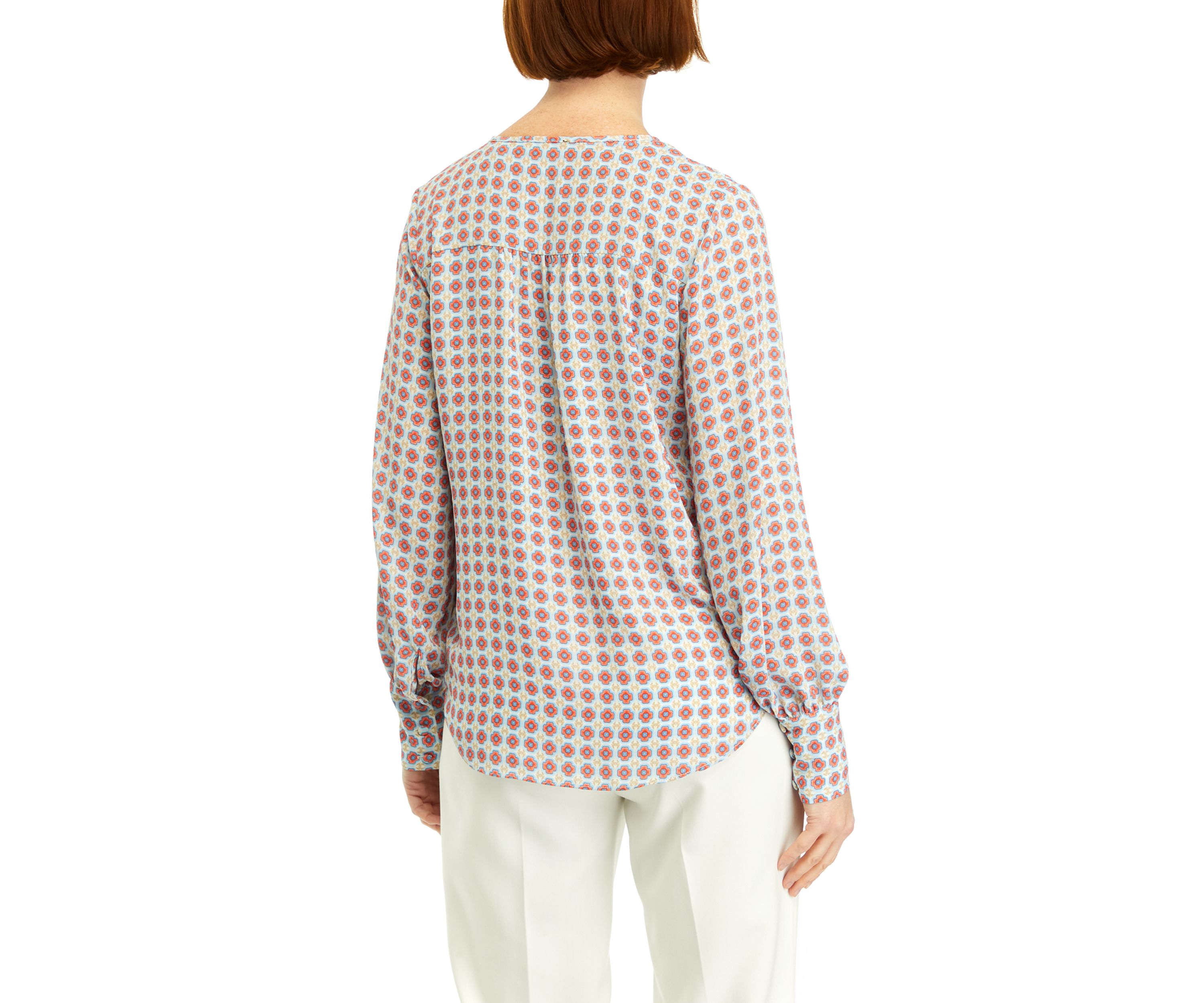 Womens V-Neck Geometric Printed Blouse