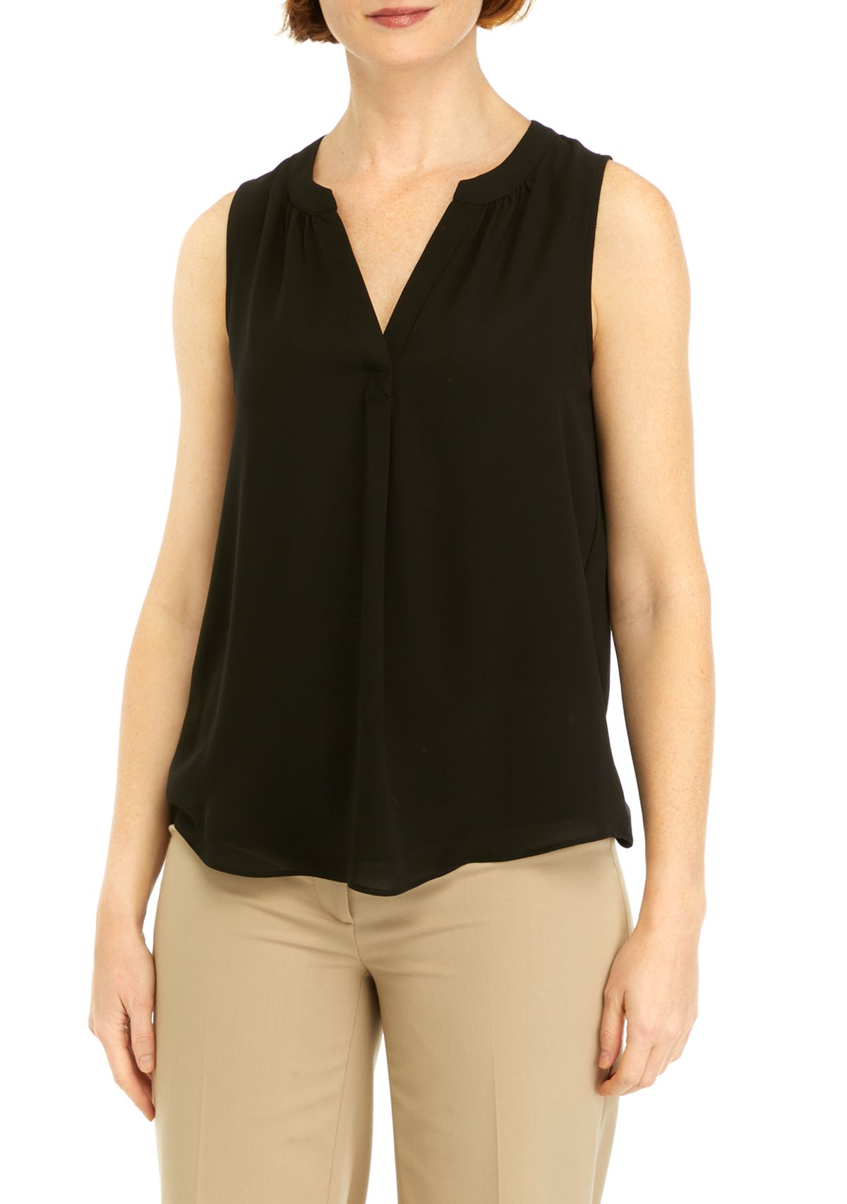 Womens Sleeveless Split Neck Blouse