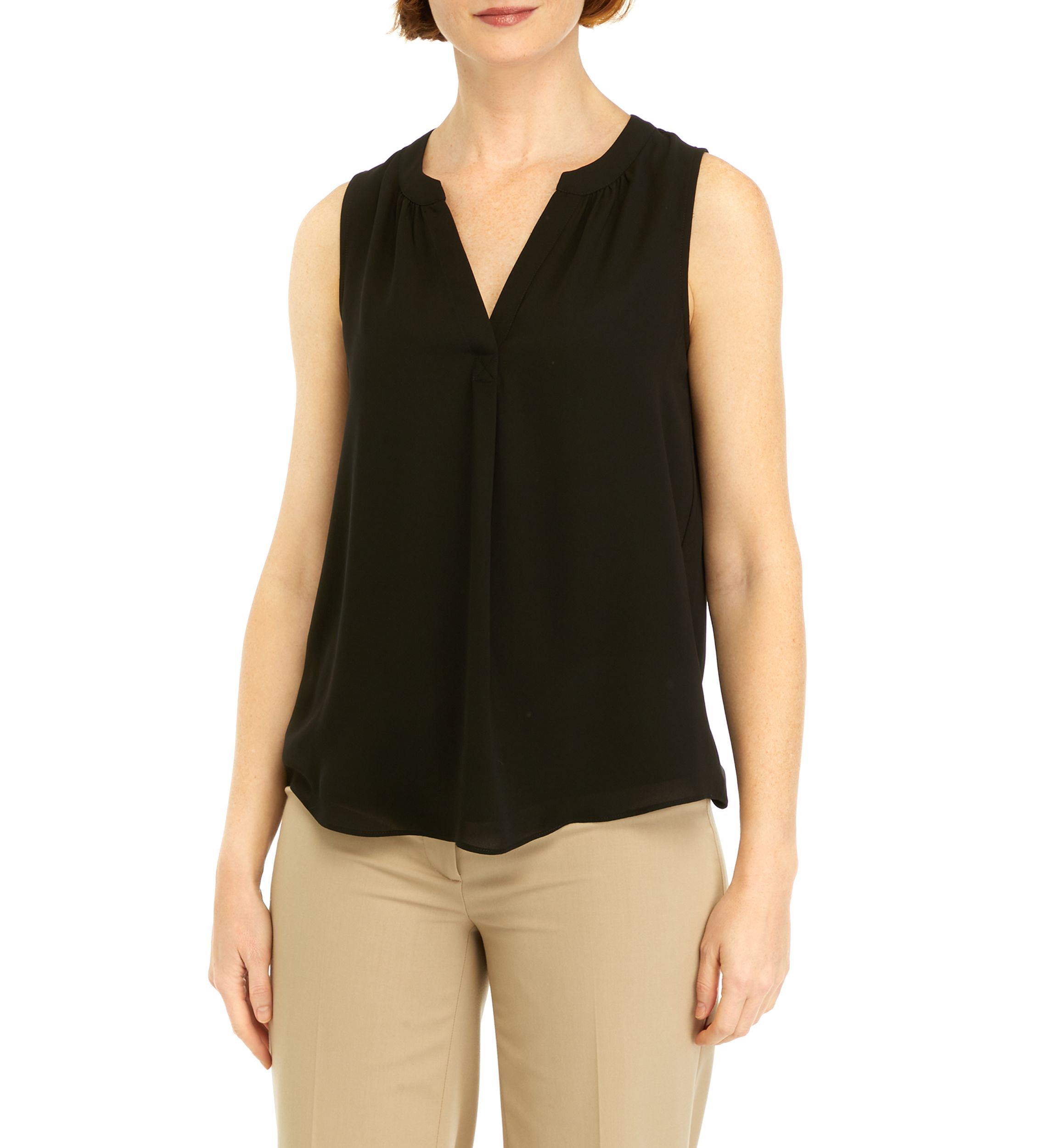 Womens Sleeveless Split Neck Blouse