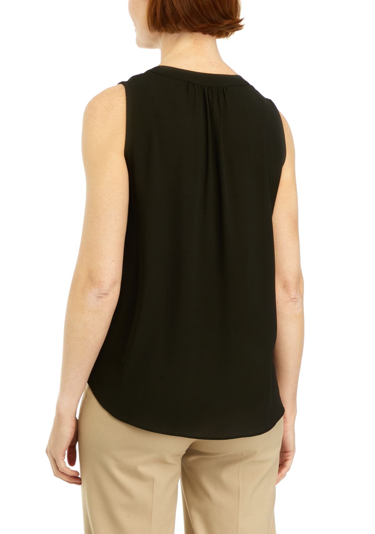 Womens Sleeveless Split Neck Blouse