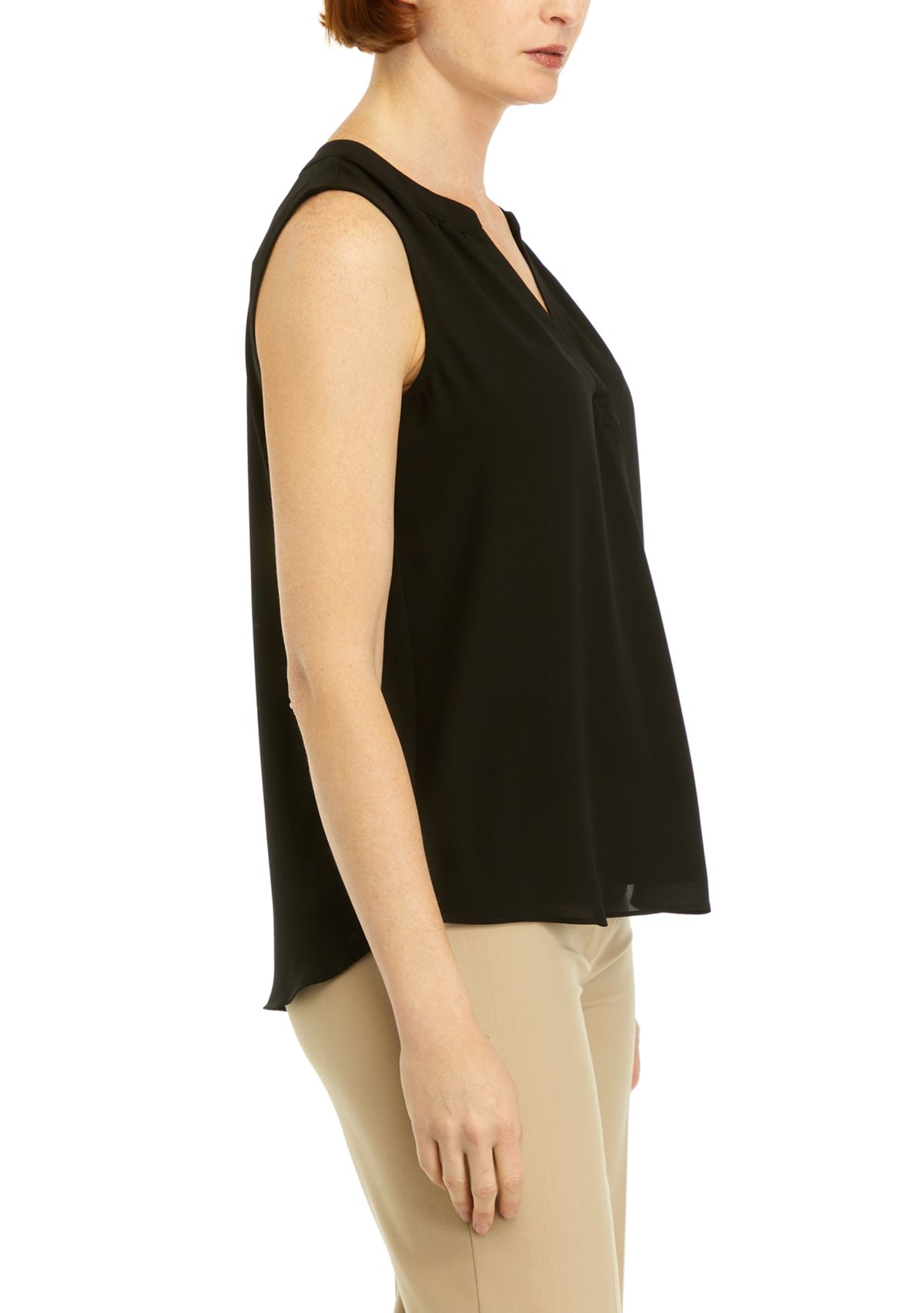 Womens Sleeveless Split Neck Blouse