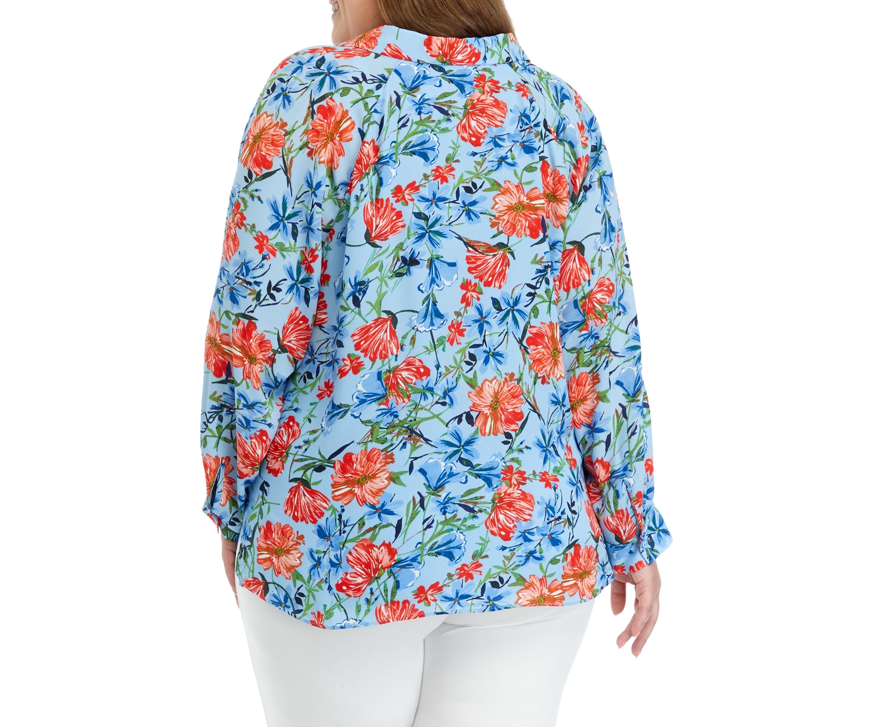 Plus Size 3/4 Sleeve Collared Blouse