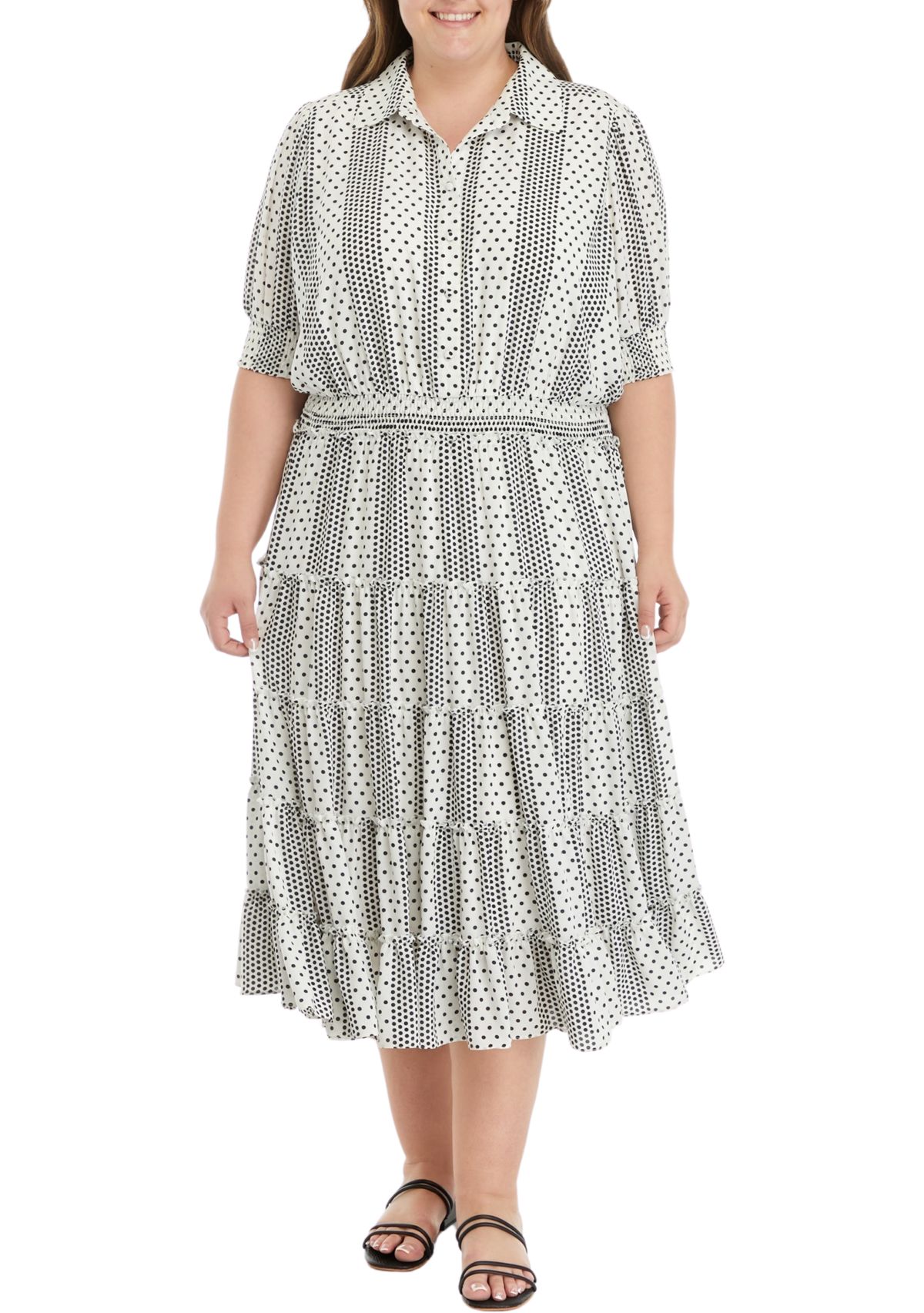 Plus Size Dot Print Midi Dress