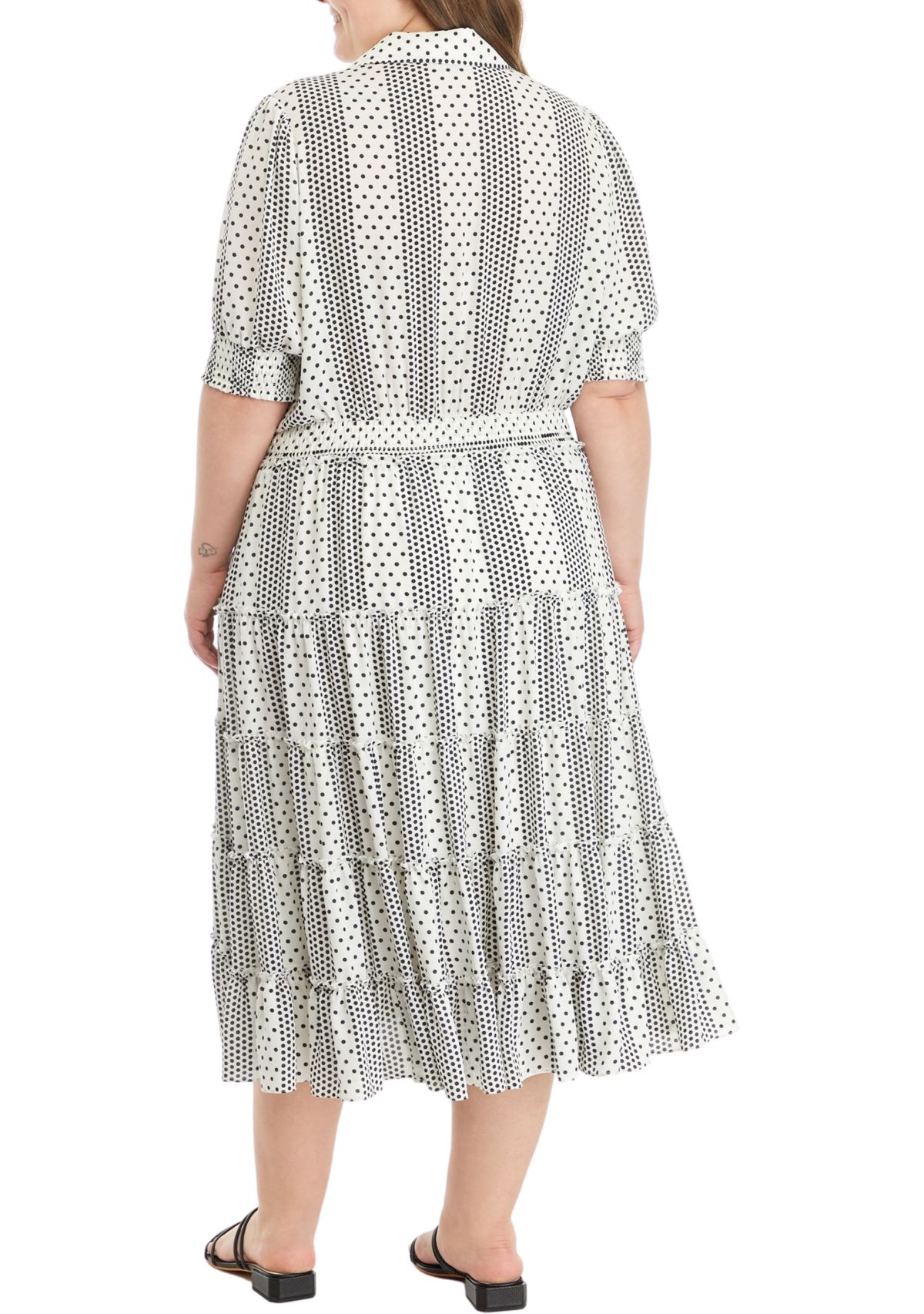 Plus Size Dot Print Midi Dress