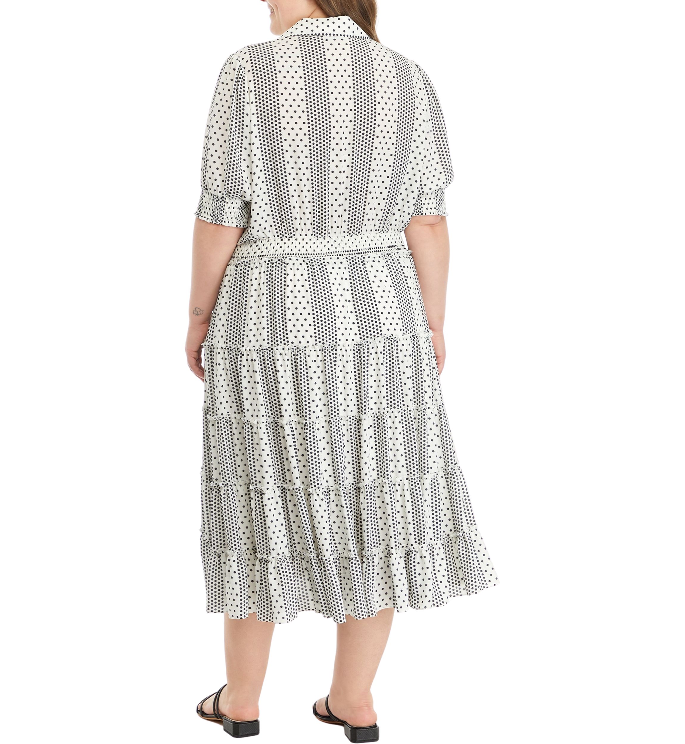 Plus Size Dot Print Midi Dress