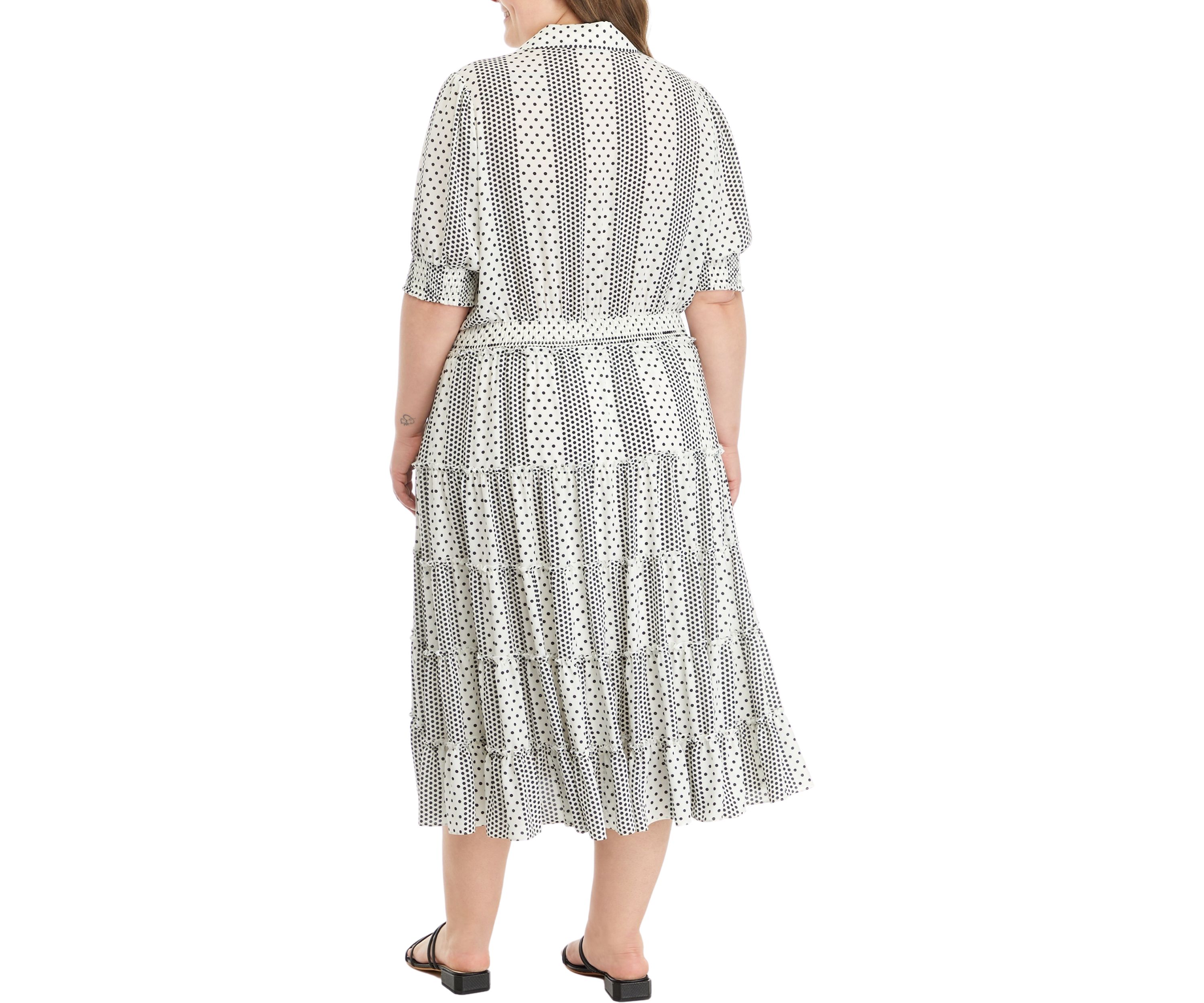 Plus Size Dot Print Midi Dress