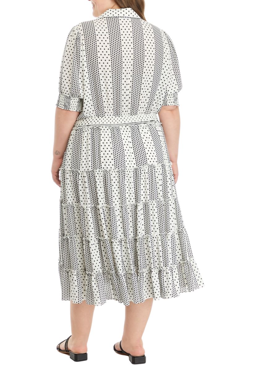 Plus Size Dot Print Midi Dress