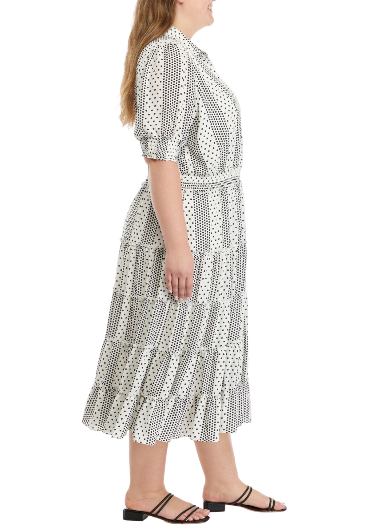 Plus Size Dot Print Midi Dress
