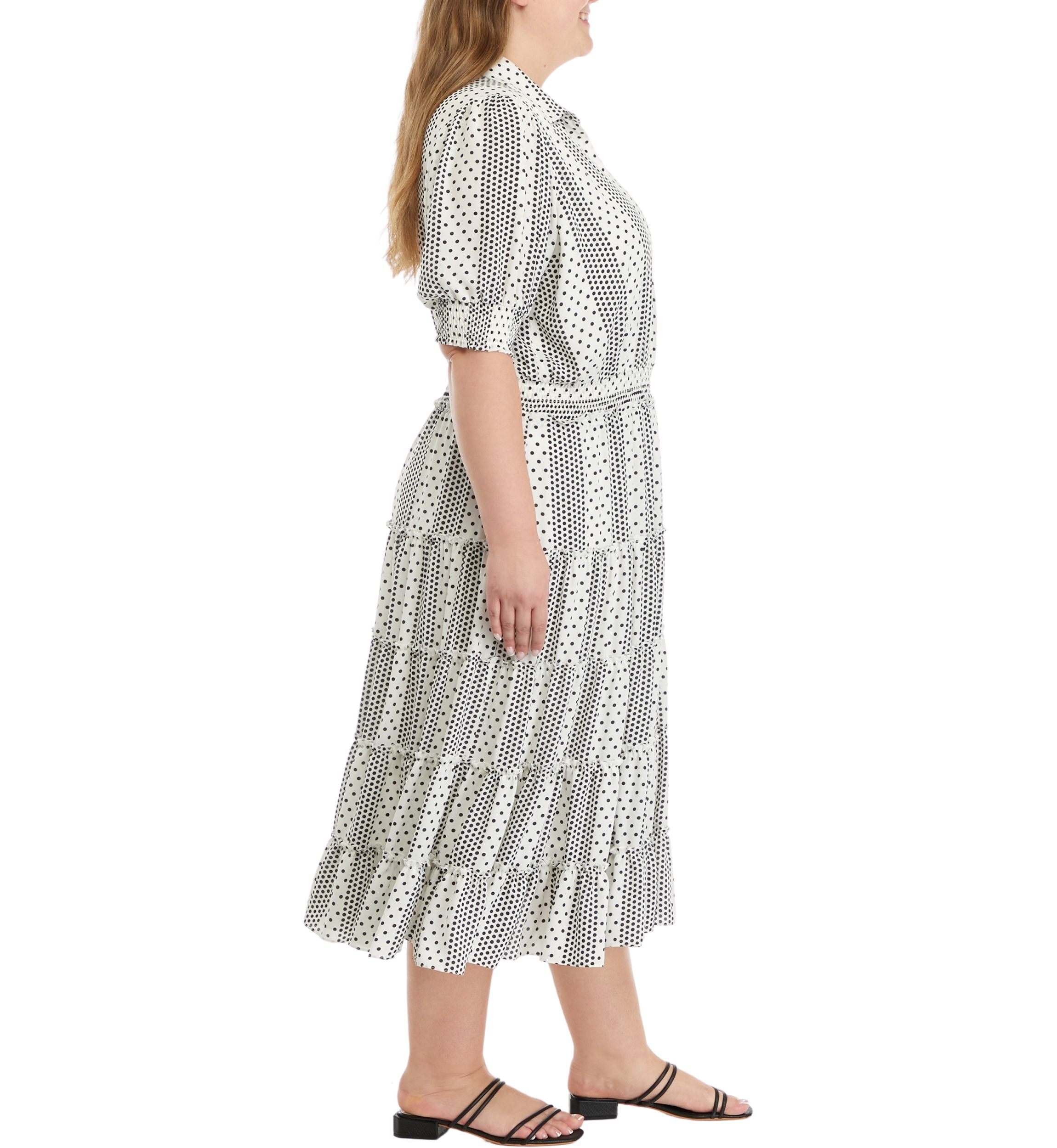Plus Size Dot Print Midi Dress