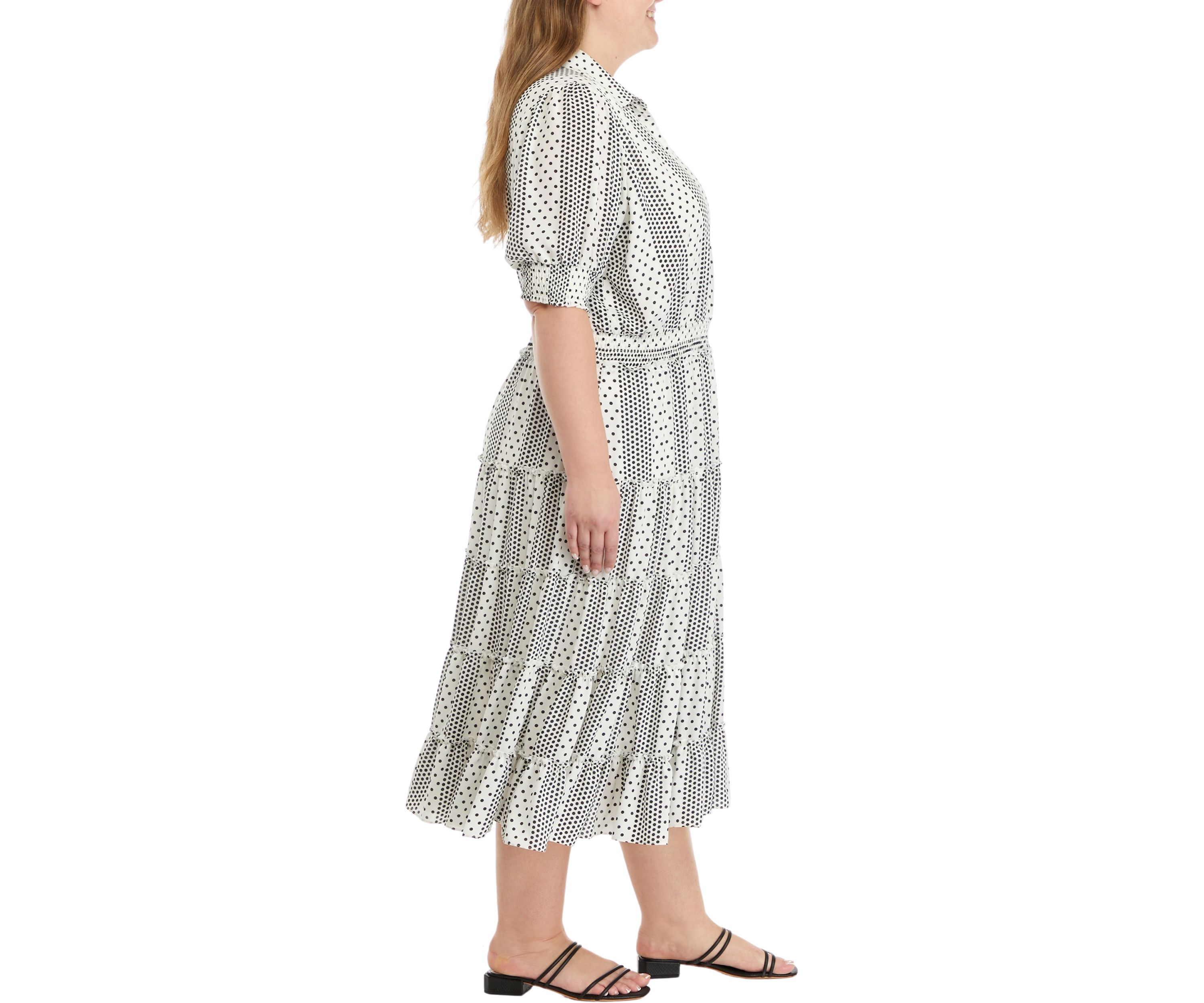 Plus Size Dot Print Midi Dress