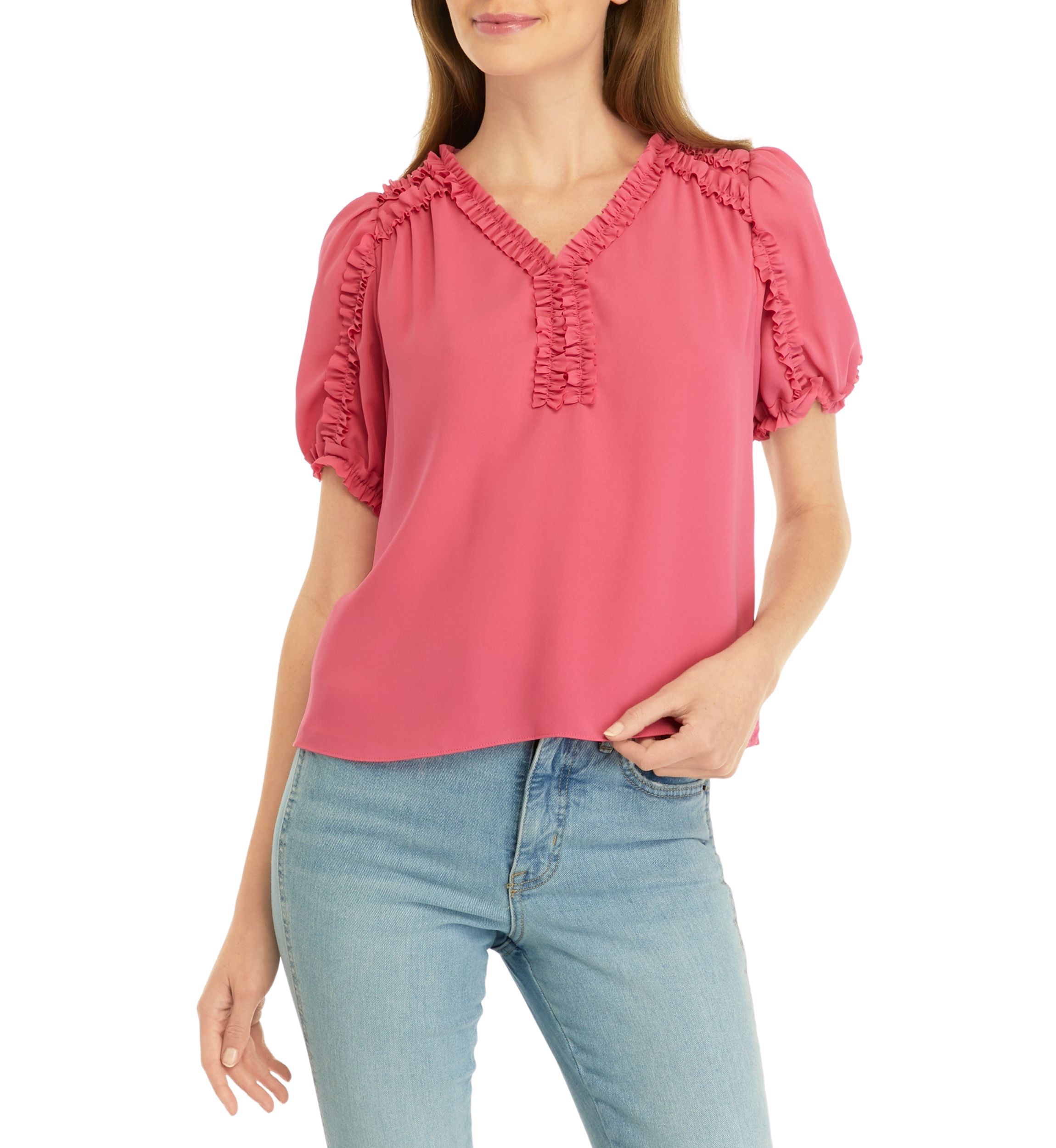 Petite Ruffle Trim Blouse