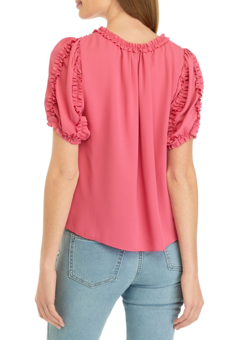 Petite Ruffle Trim Blouse