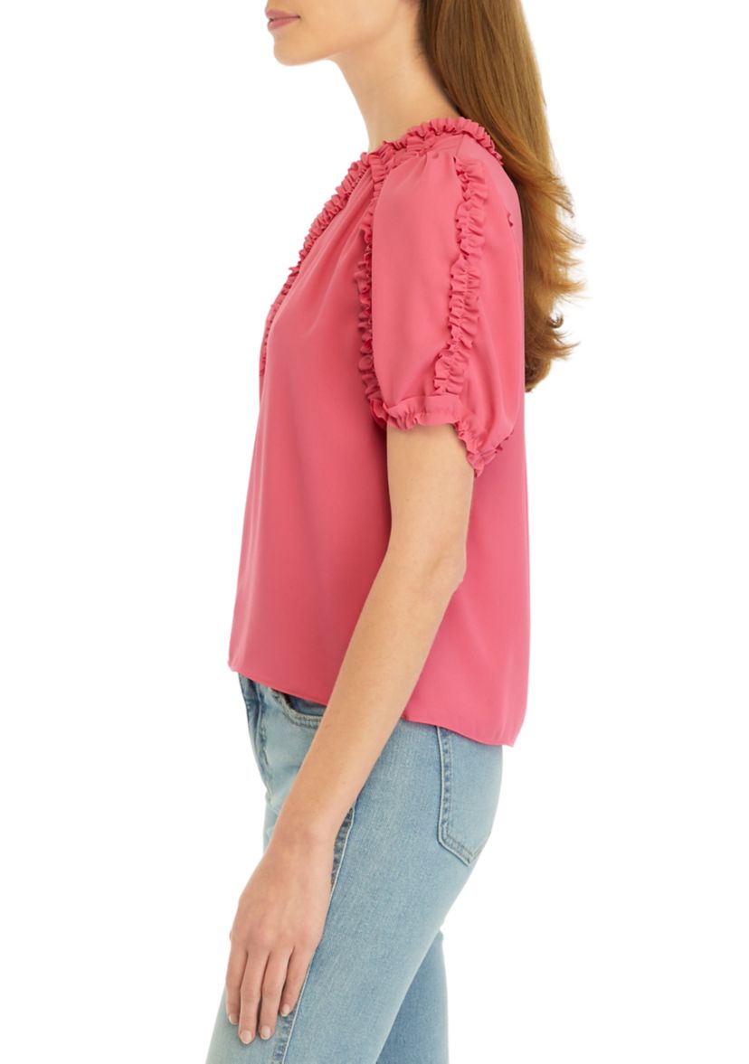 Petite Ruffle Trim Blouse