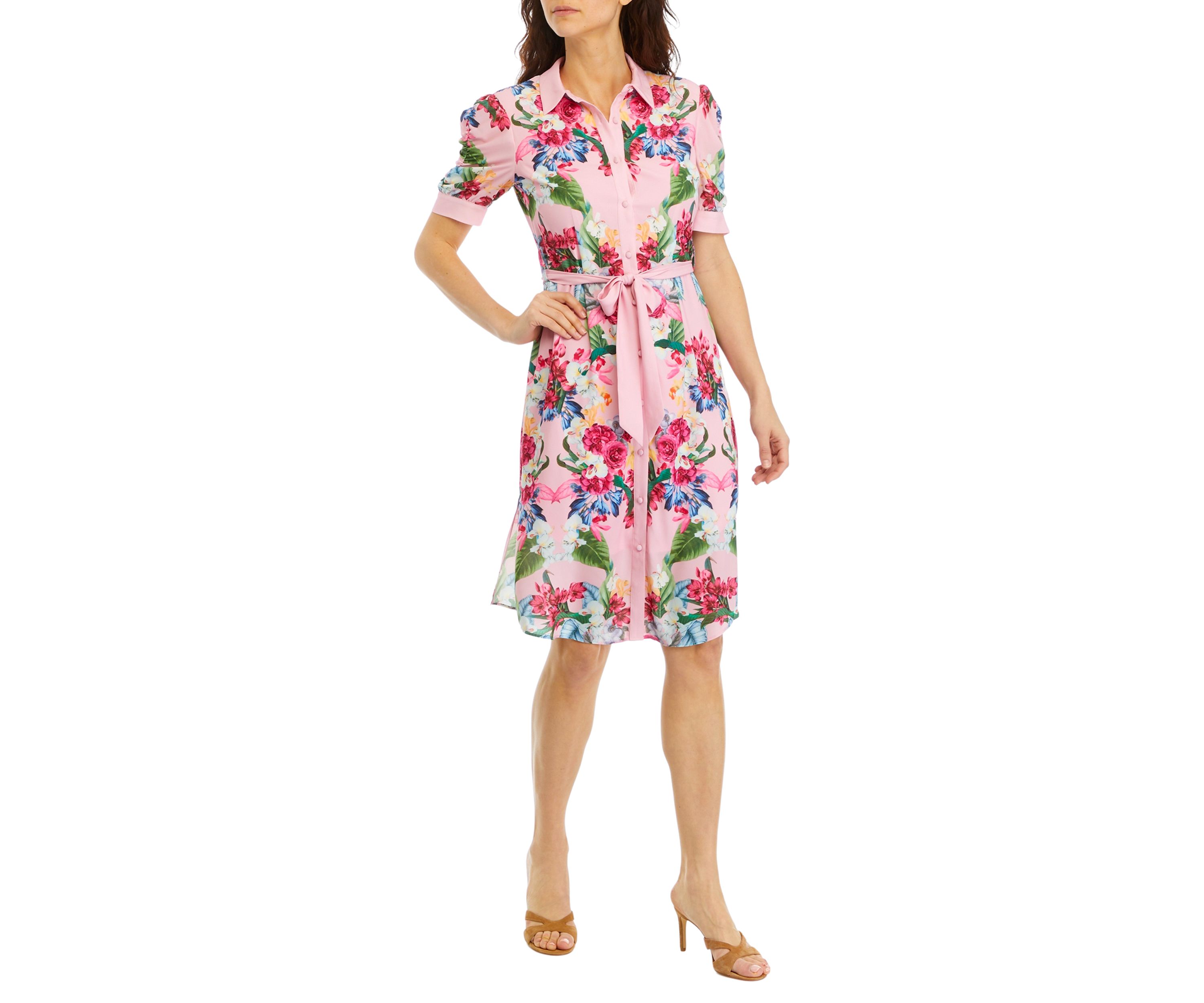 Petite Placed Rose Print Dress