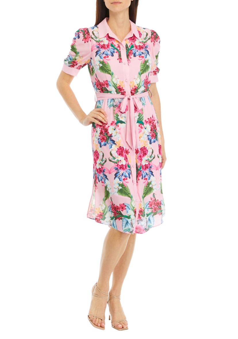 Womens Floral Printed Shirtdress