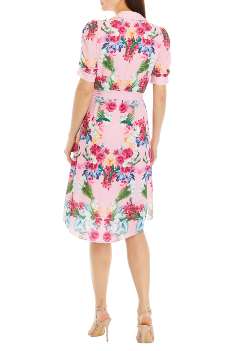 Womens Floral Printed Shirtdress
