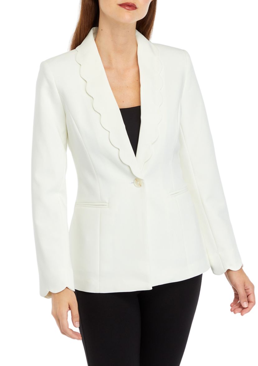 Womens Scallop Edge One Button Jacket