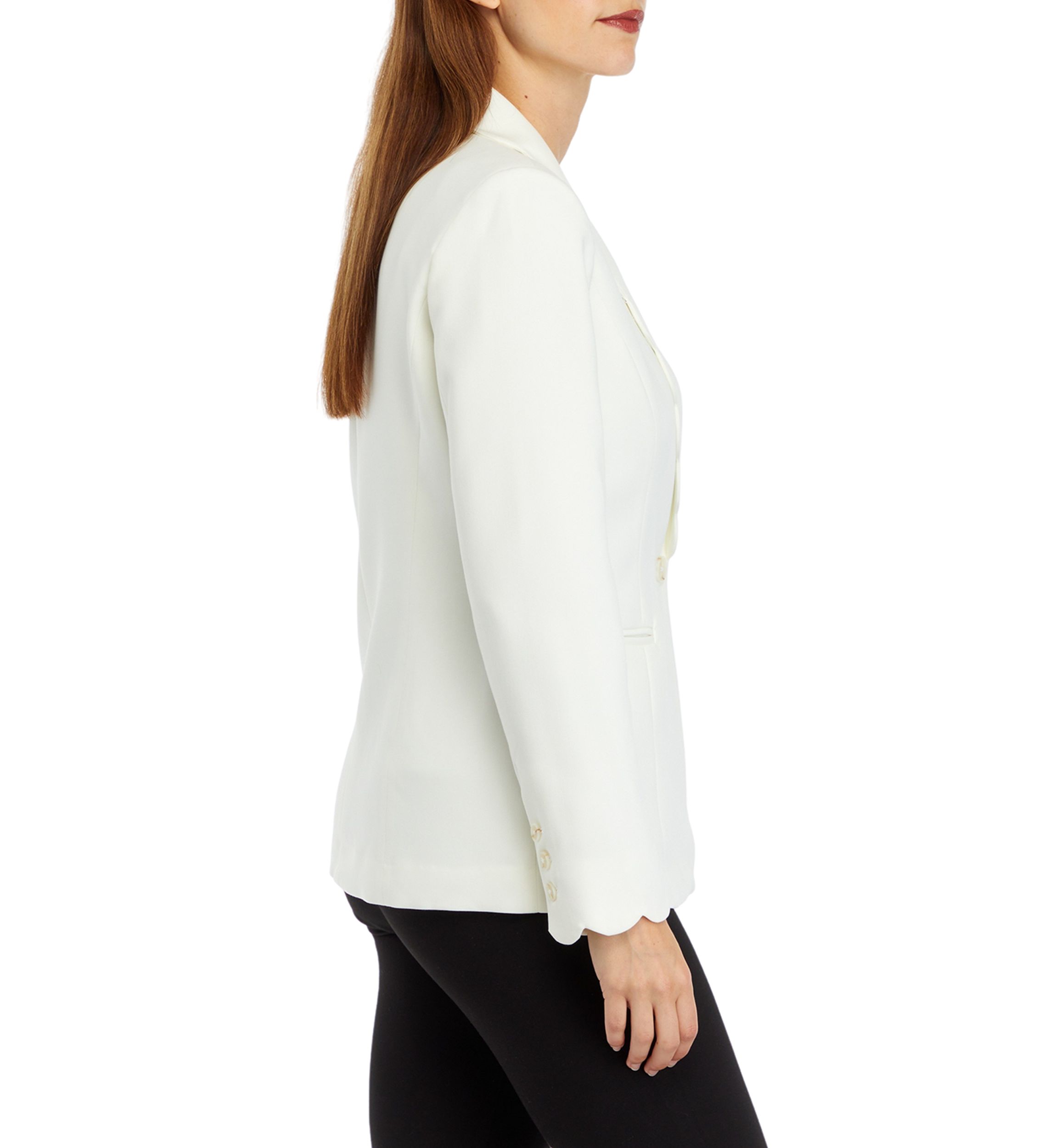 Womens Scallop Edge One Button Jacket