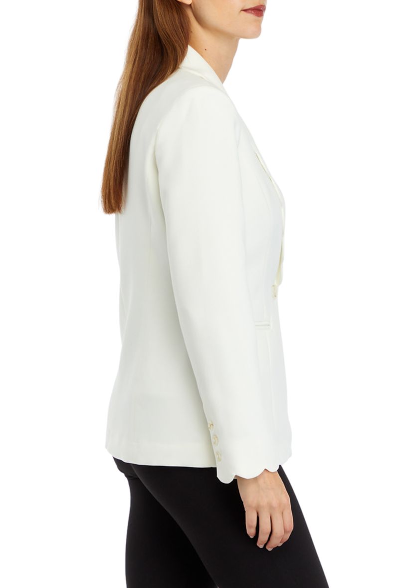 Womens Scallop Edge One Button Jacket