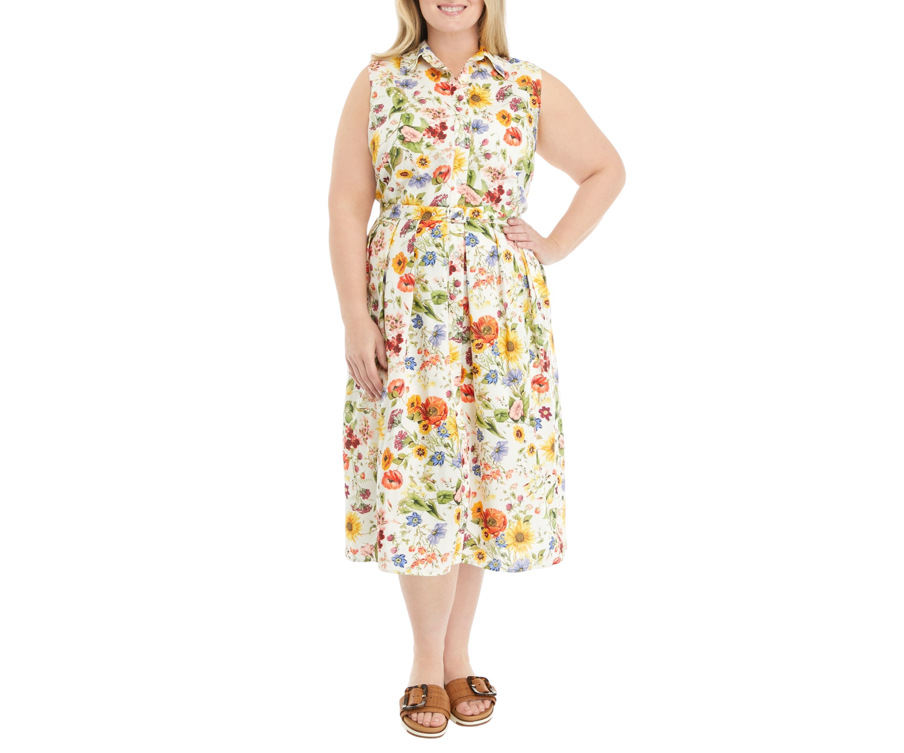 Plus Size Sunray Garden Print Dress