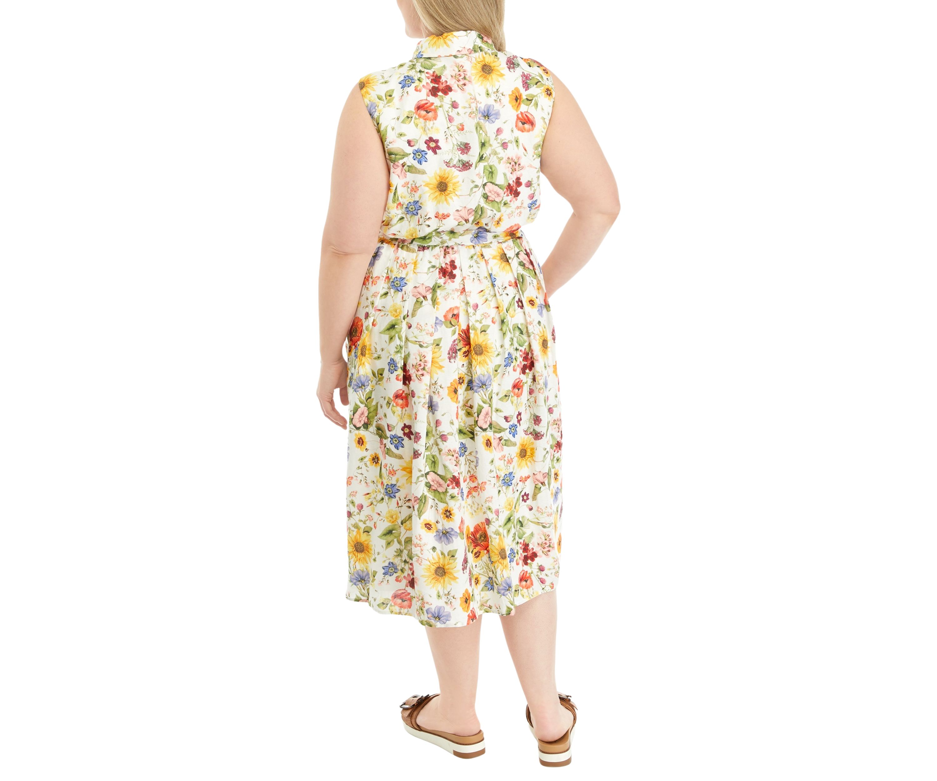 Plus Size Sunray Garden Print Dress