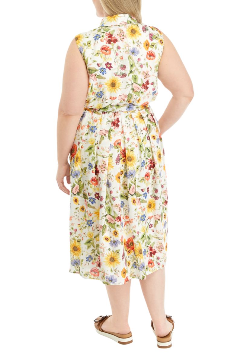 Plus Size Sunray Garden Print Dress