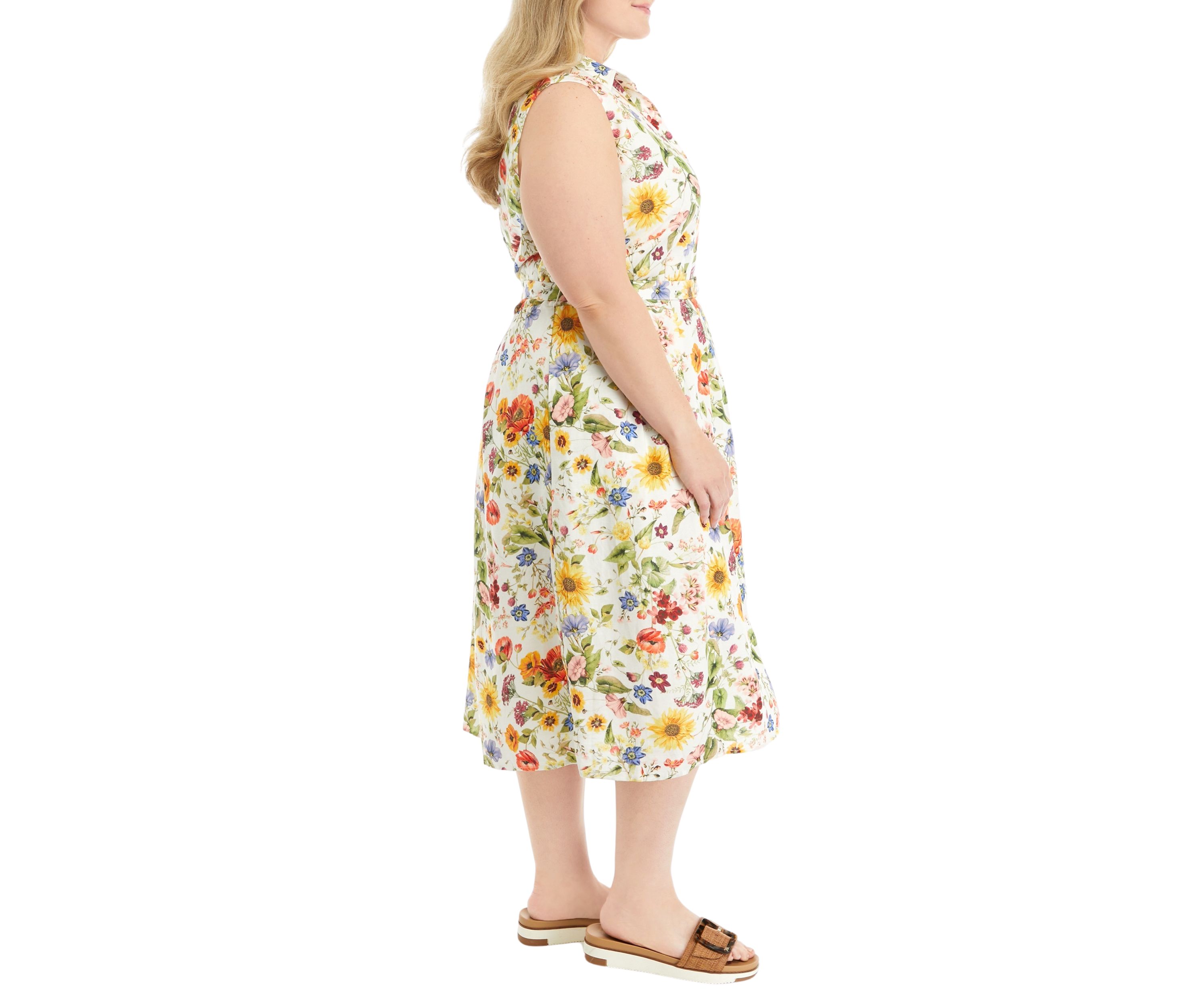 Plus Size Sunray Garden Print Dress