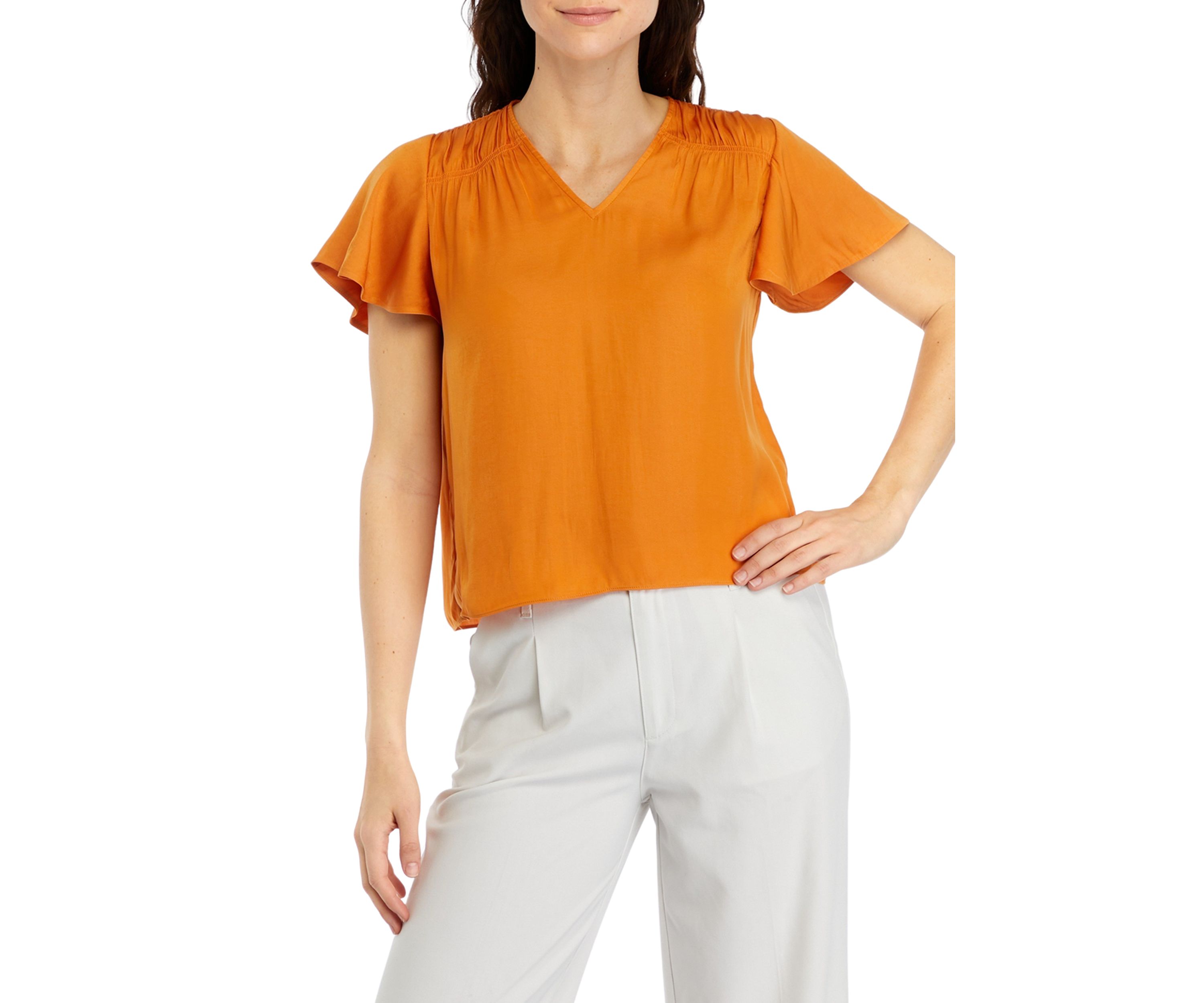 Petite Short Flutter Sleeve Blouse
