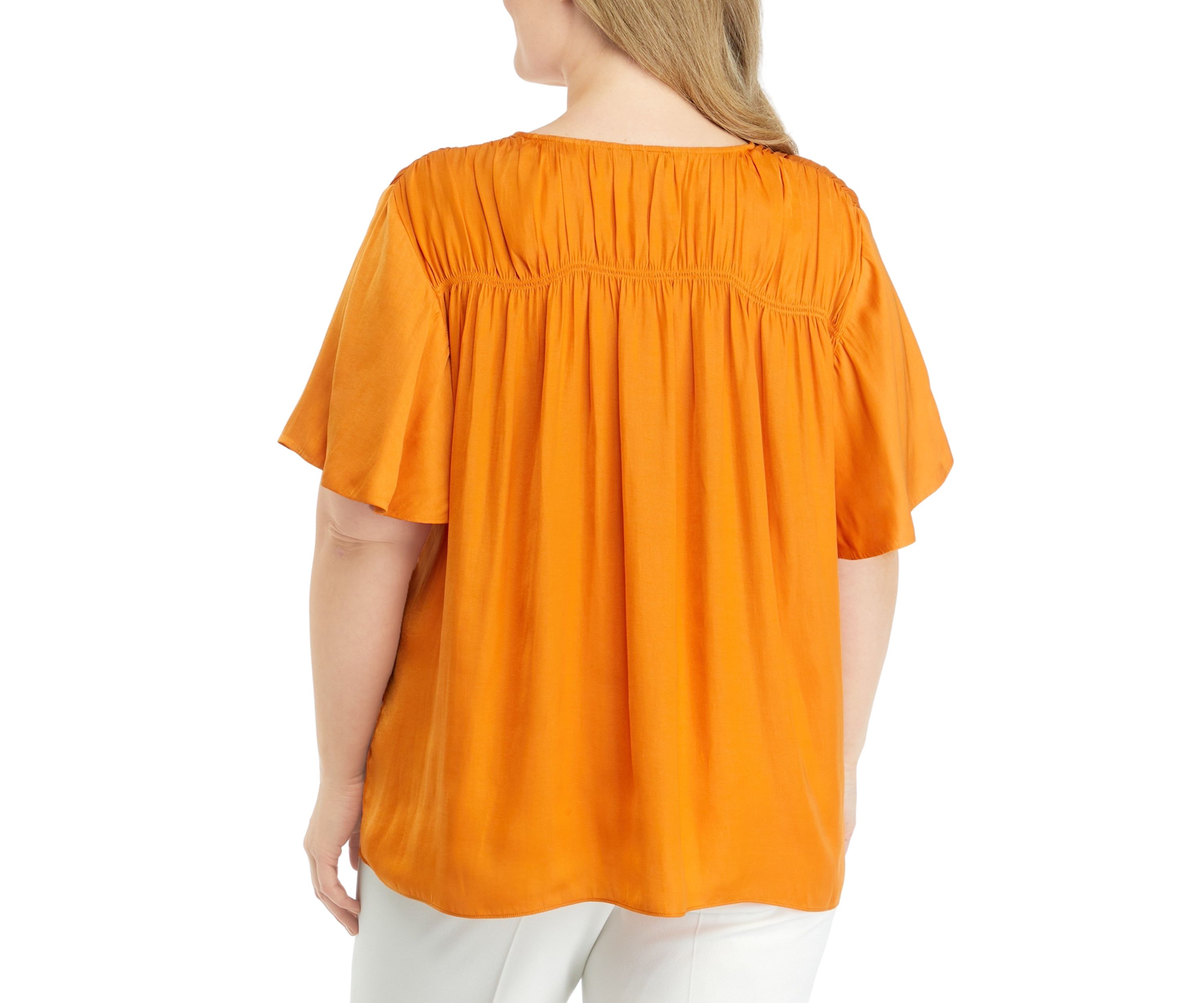 Plus Size Flutter Sleeve Blouse
