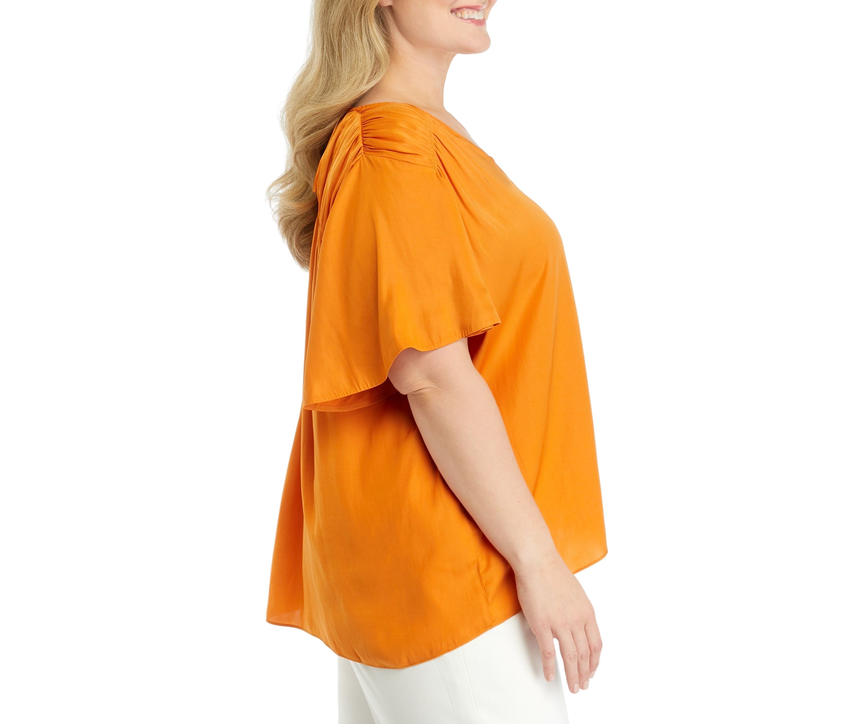 Plus Size Flutter Sleeve Blouse