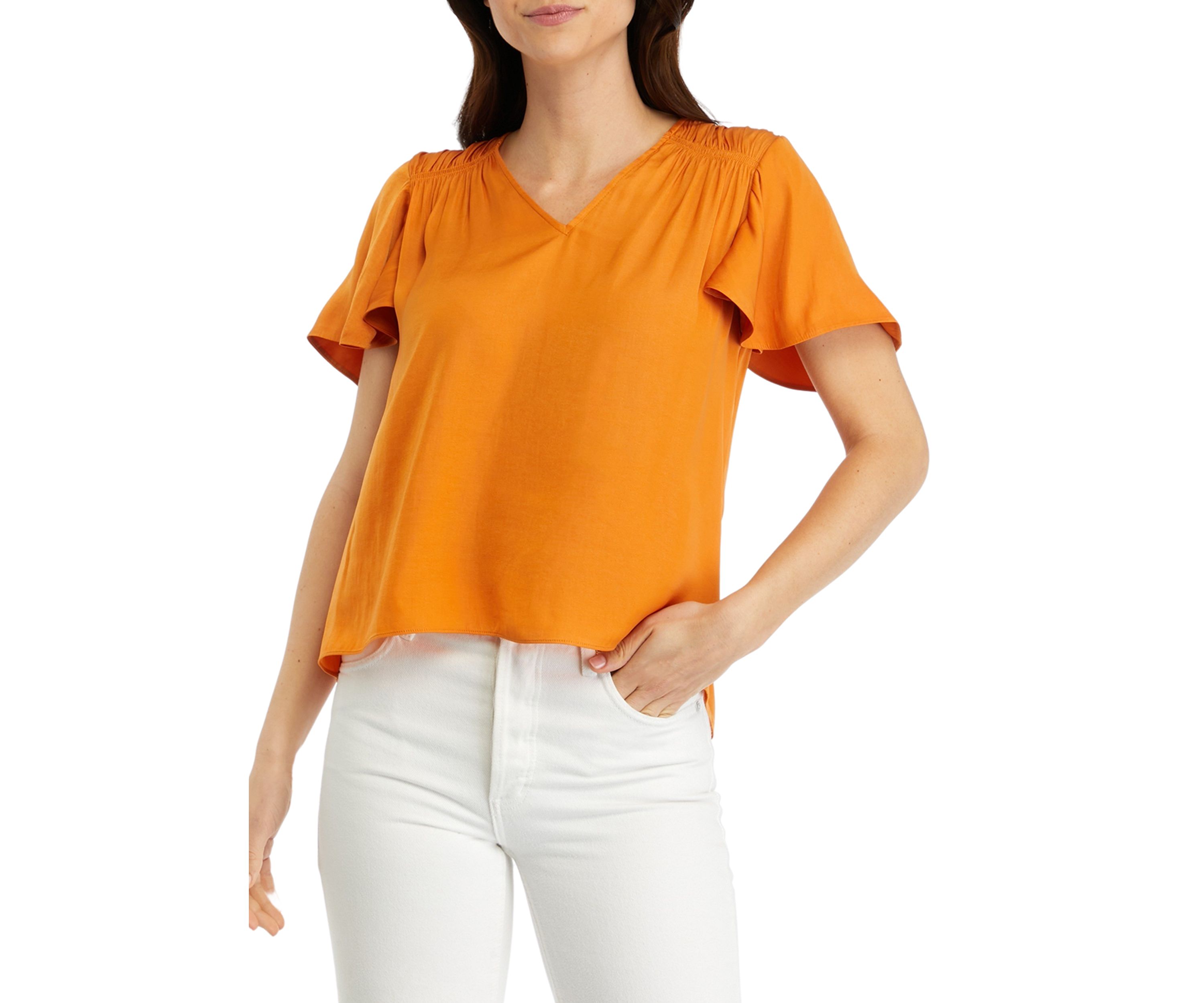 Womens Flutter Sleeve Airflow Top