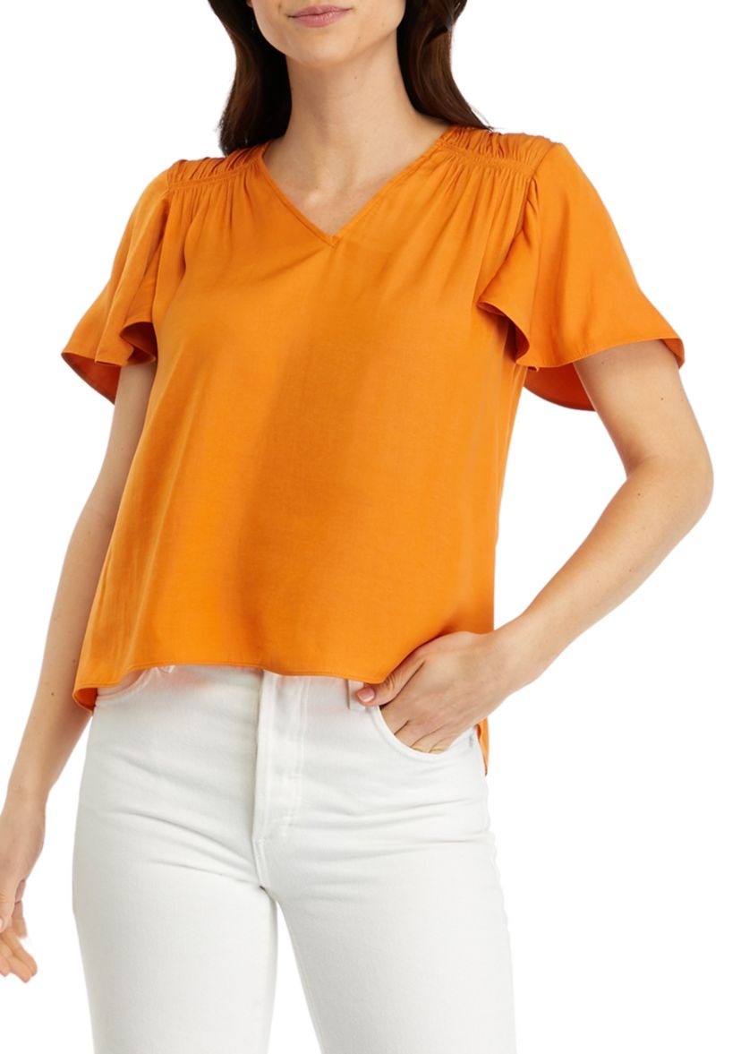 Womens Flutter Sleeve Airflow Top