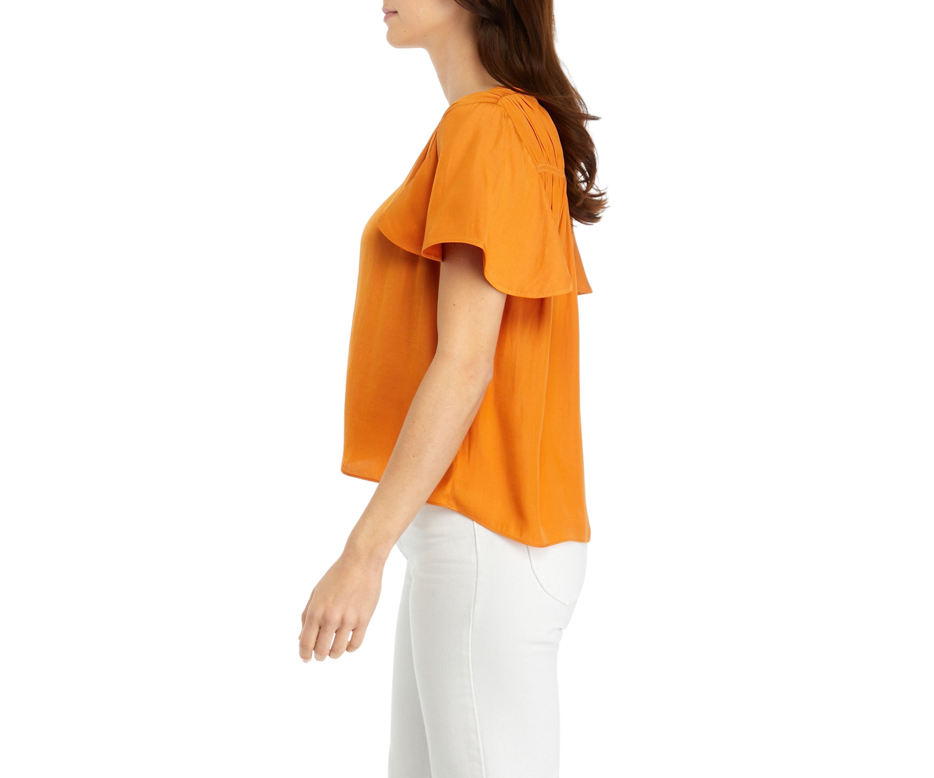Womens Flutter Sleeve Airflow Top
