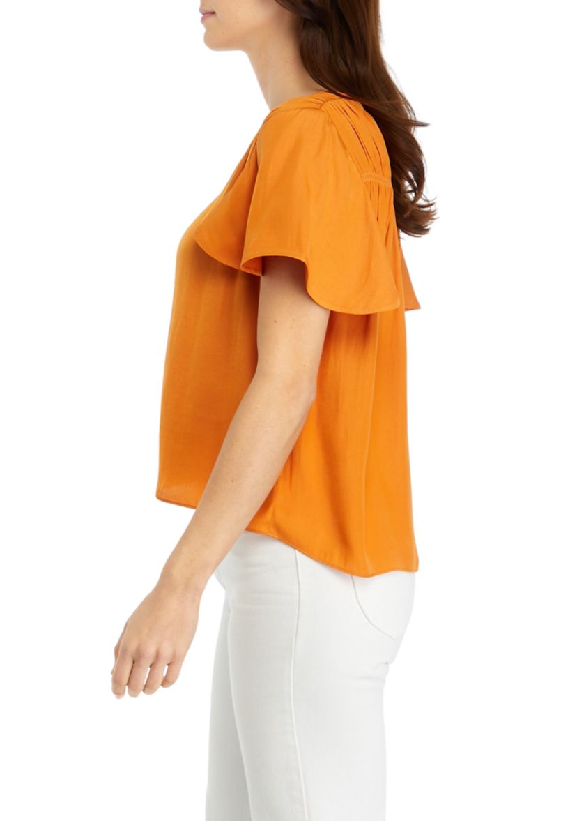 Womens Flutter Sleeve Airflow Top