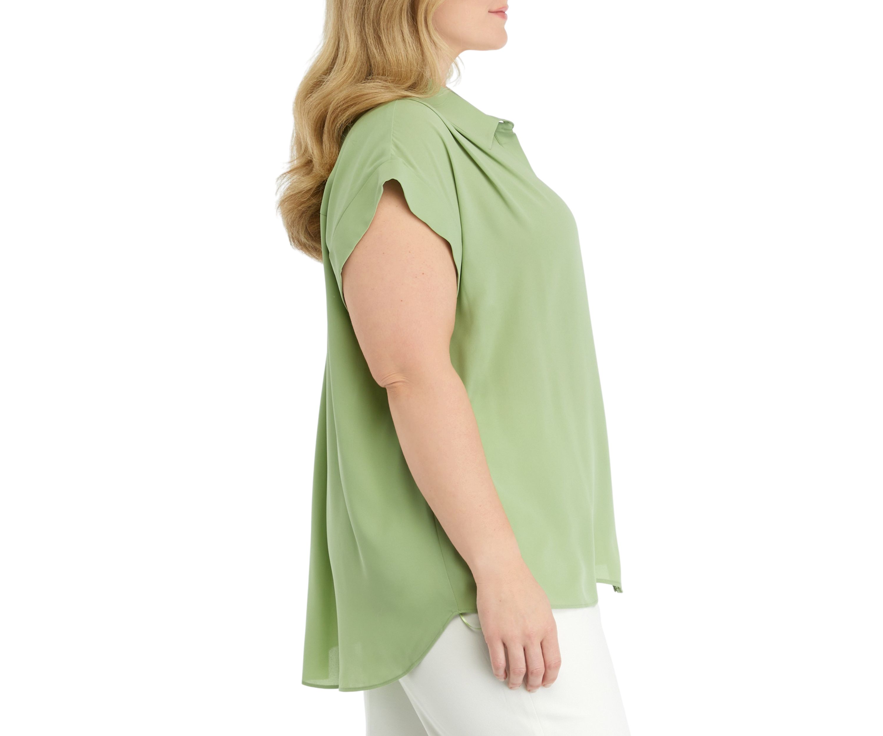 Plus Size Cap Sleeve Collar Blouse