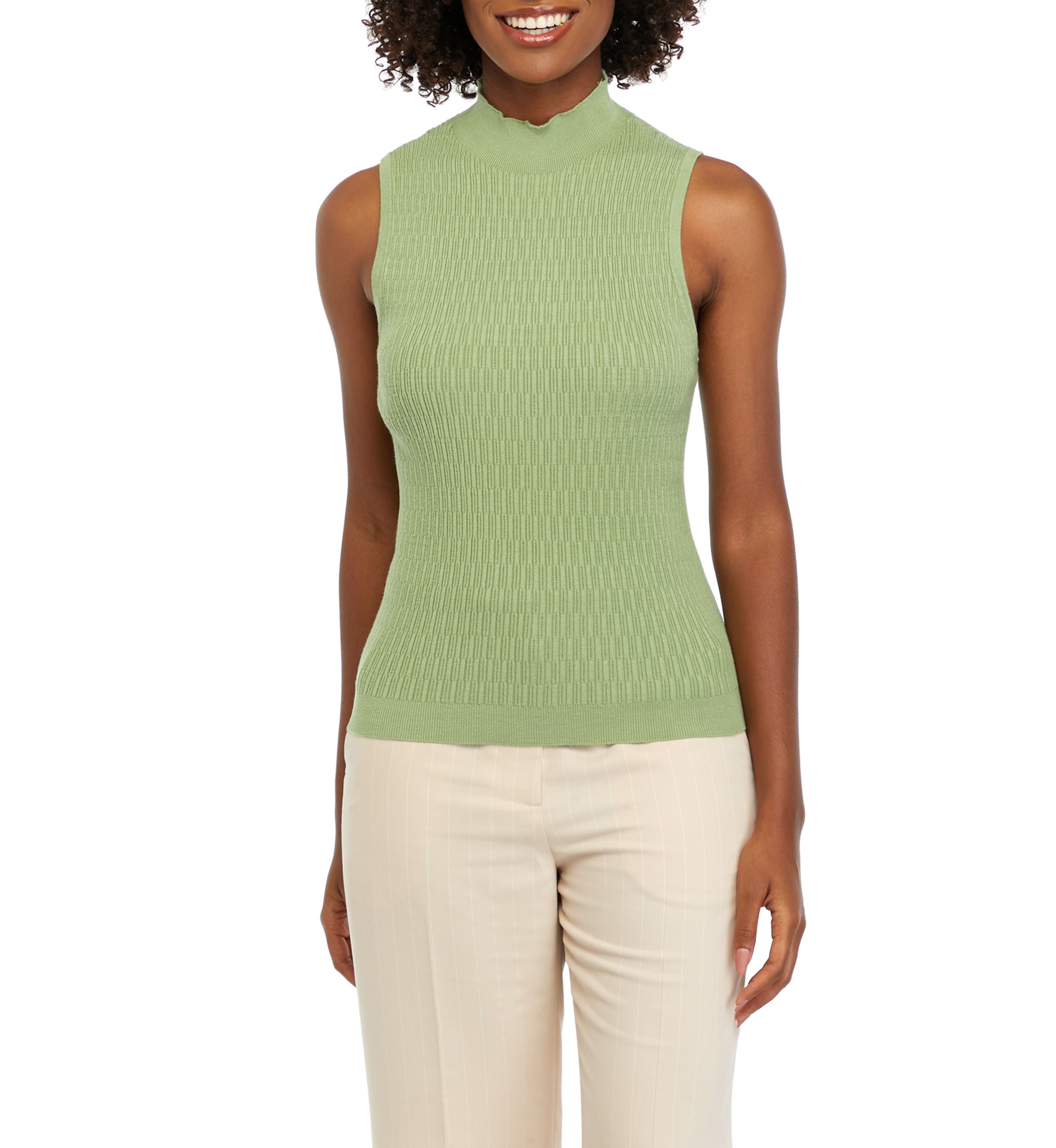 Womens Sleeveless Mock Neck Sweater
