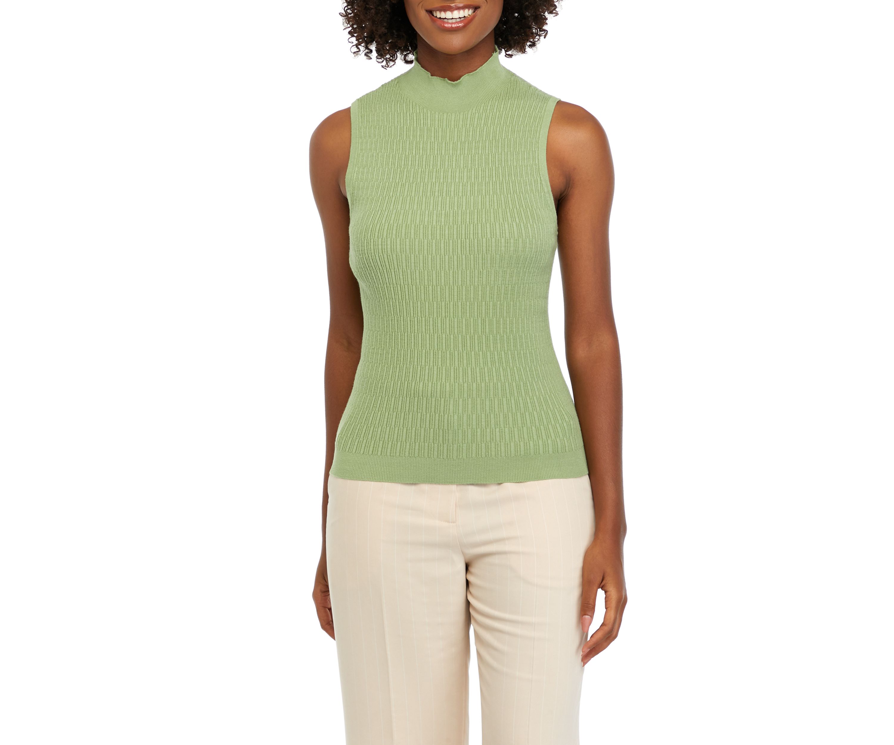 Womens Sleeveless Mock Neck Sweater