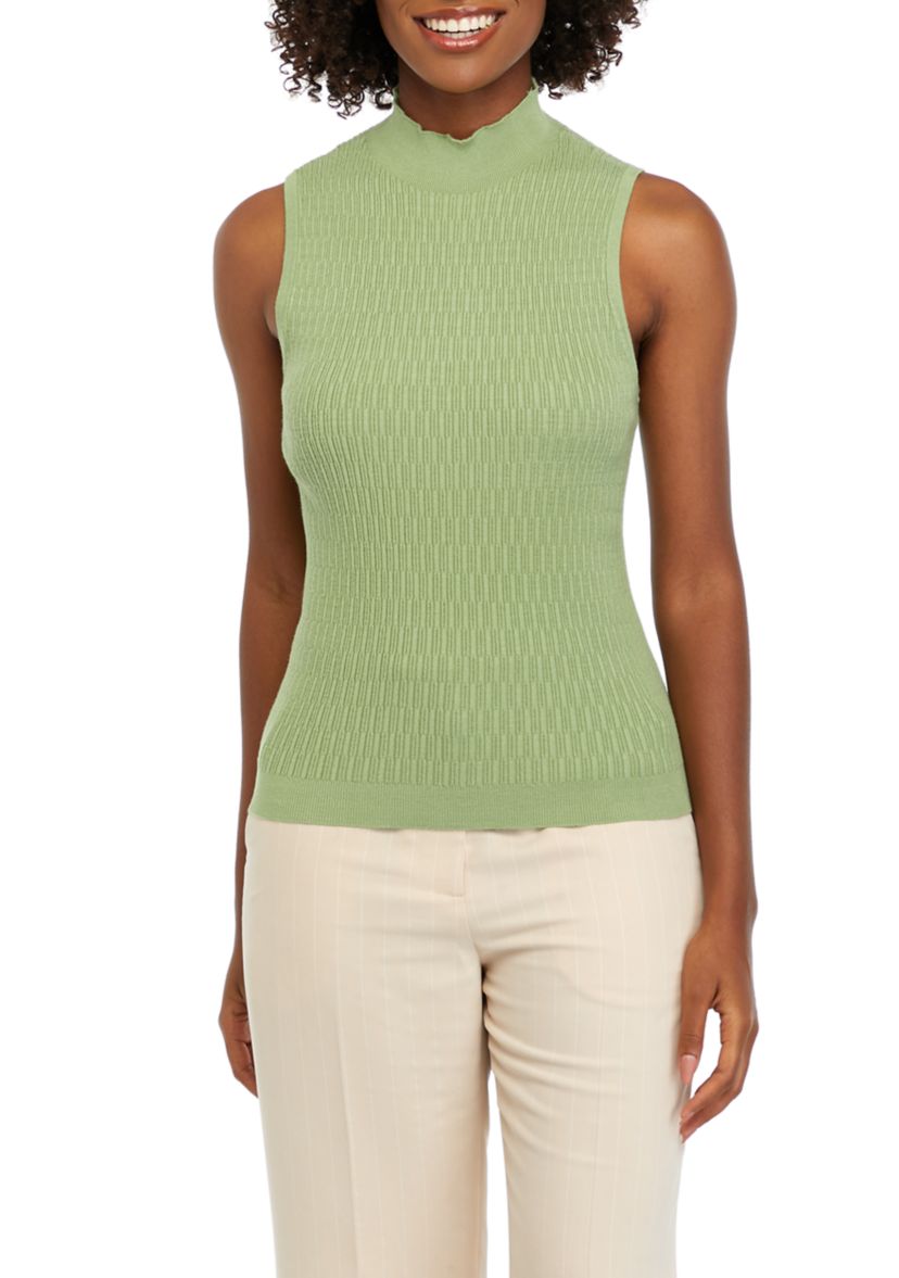 Womens Sleeveless Mock Neck Sweater