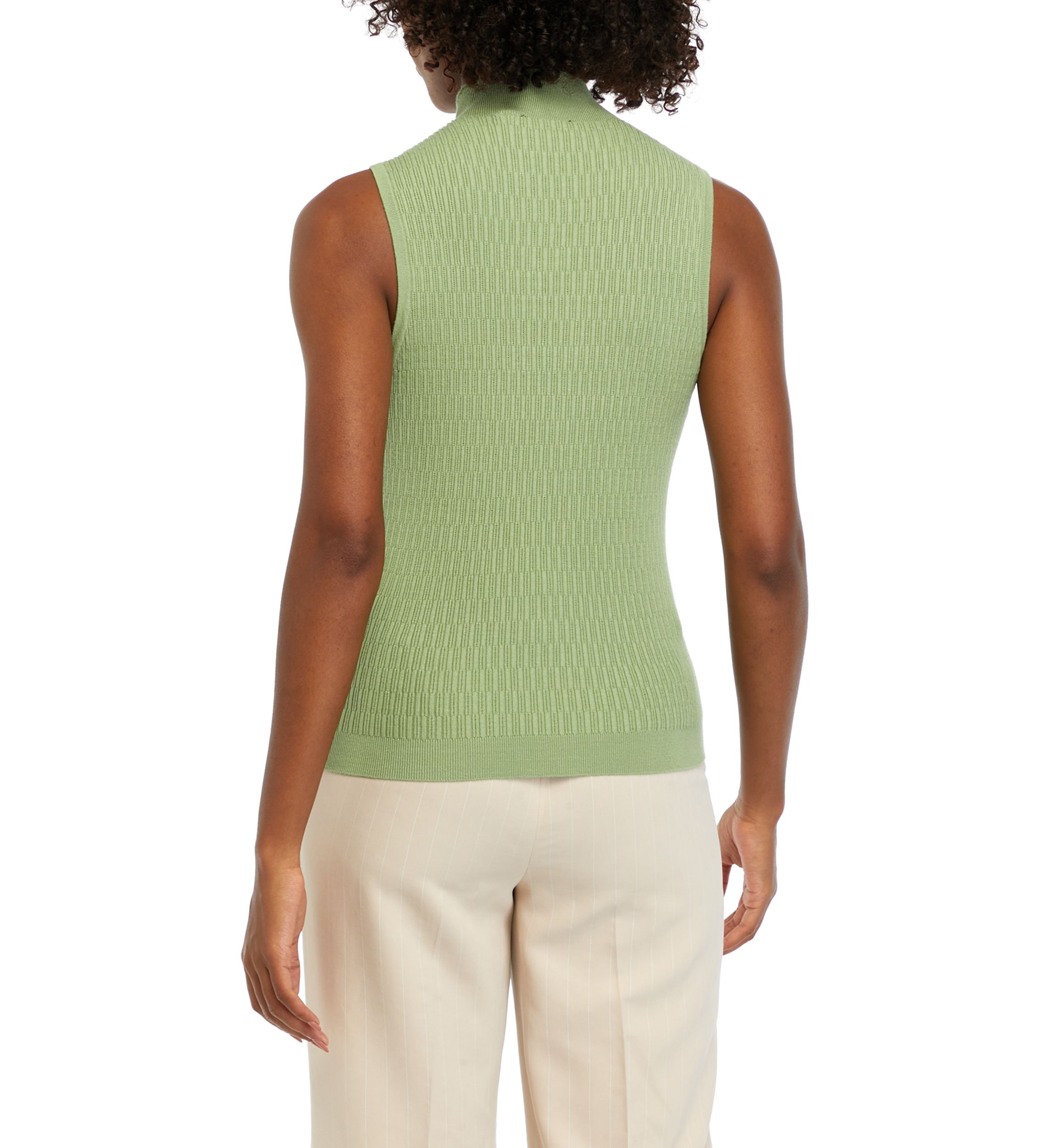Womens Sleeveless Mock Neck Sweater