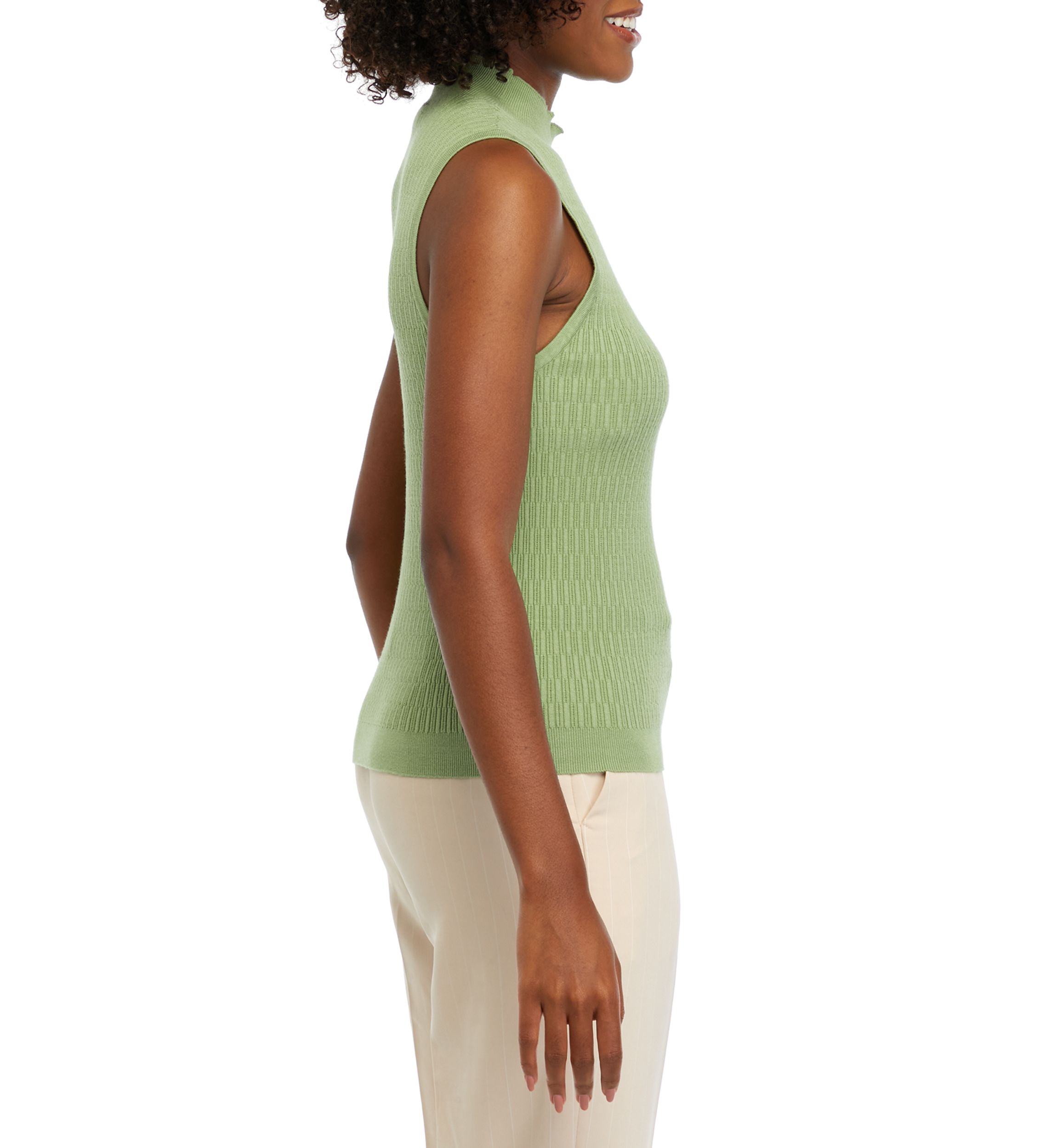 Womens Sleeveless Mock Neck Sweater