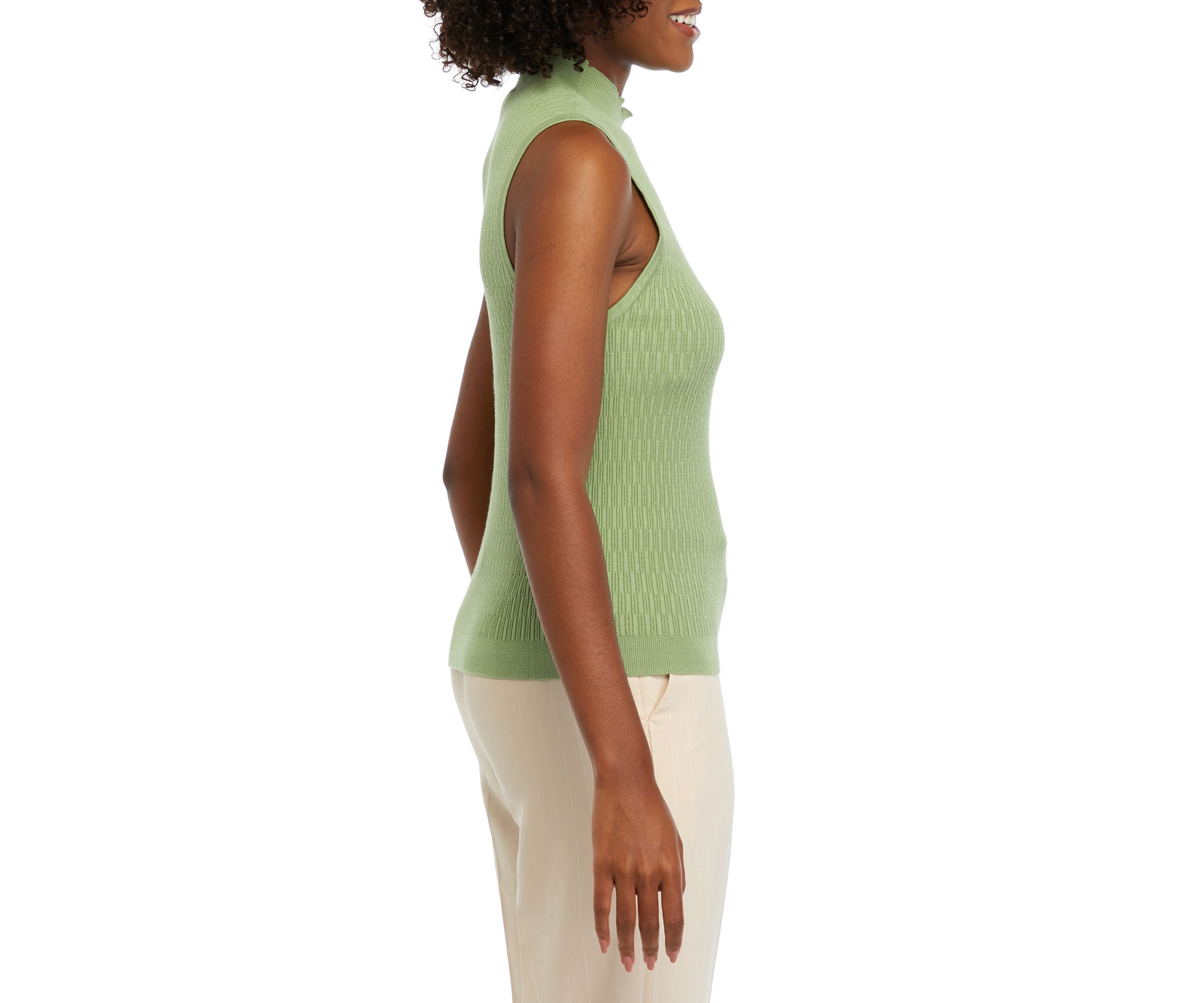 Womens Sleeveless Mock Neck Sweater