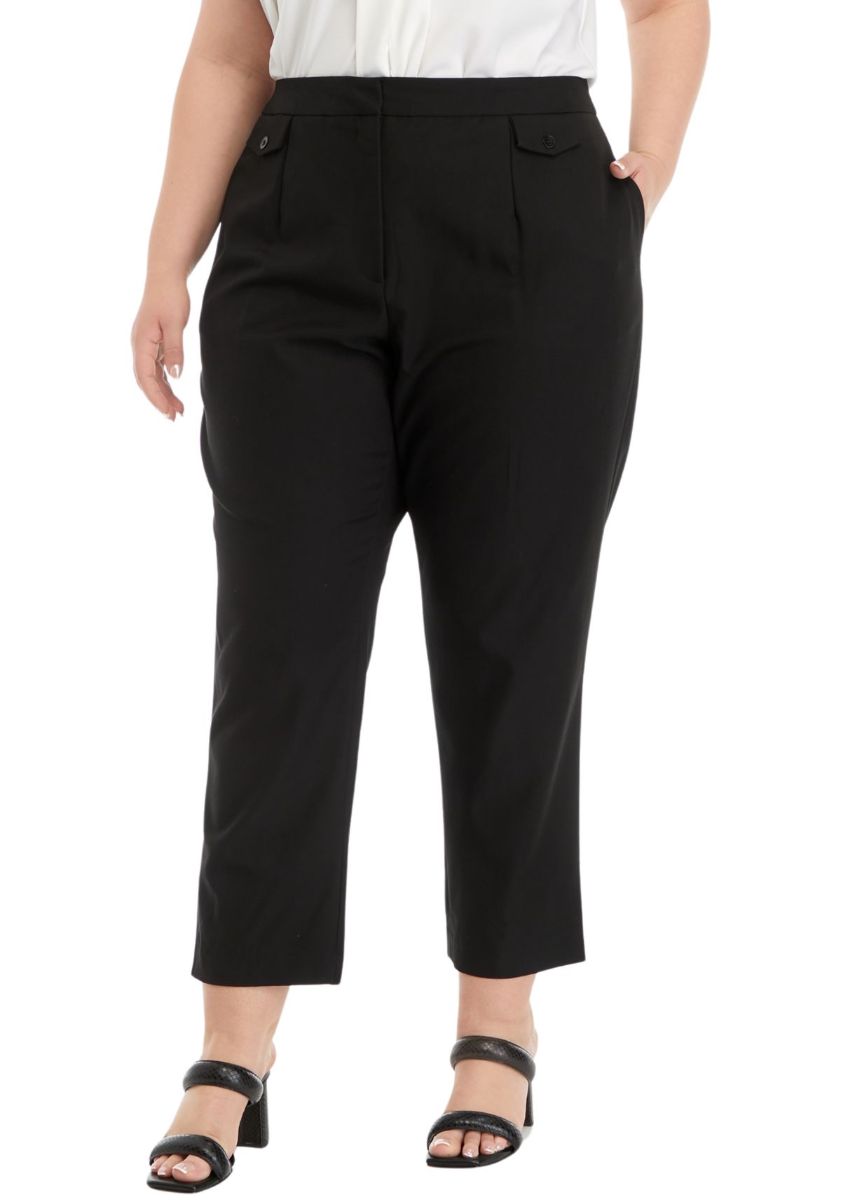 Plus Size Slim Pants with Pockets