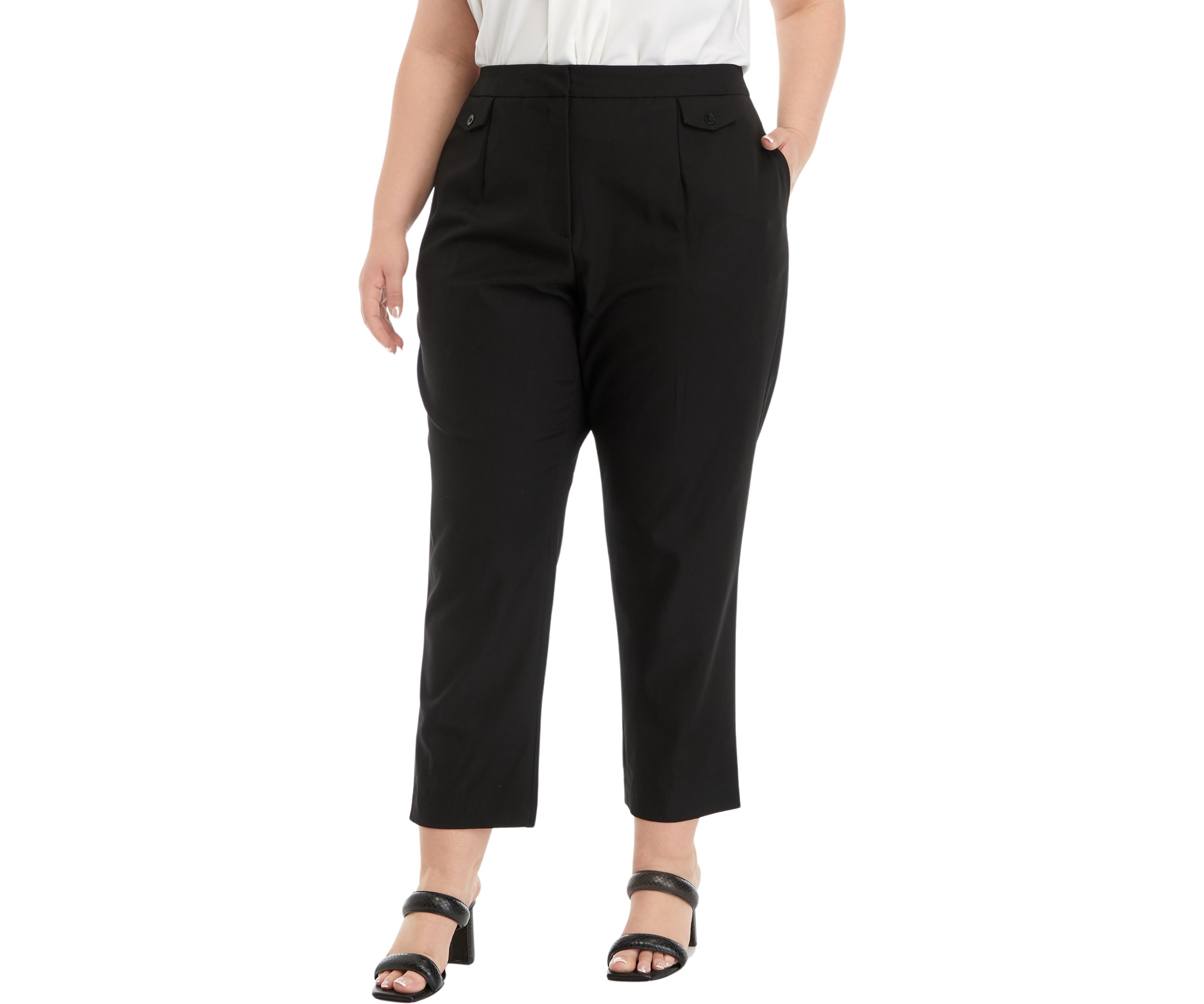Plus Size Slim Pants with Pockets