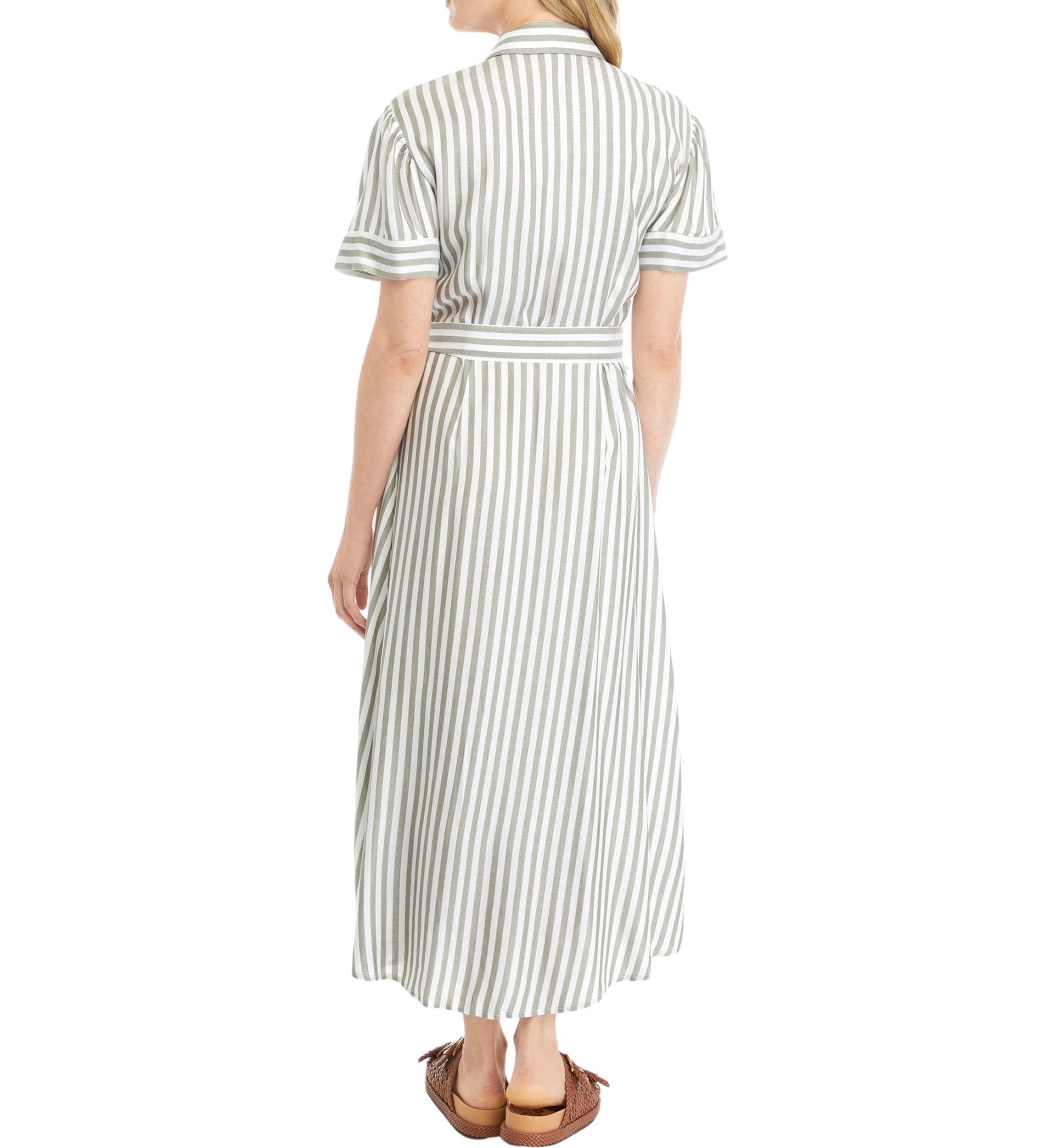 Womens Stripe Tie Waist Shirtdress