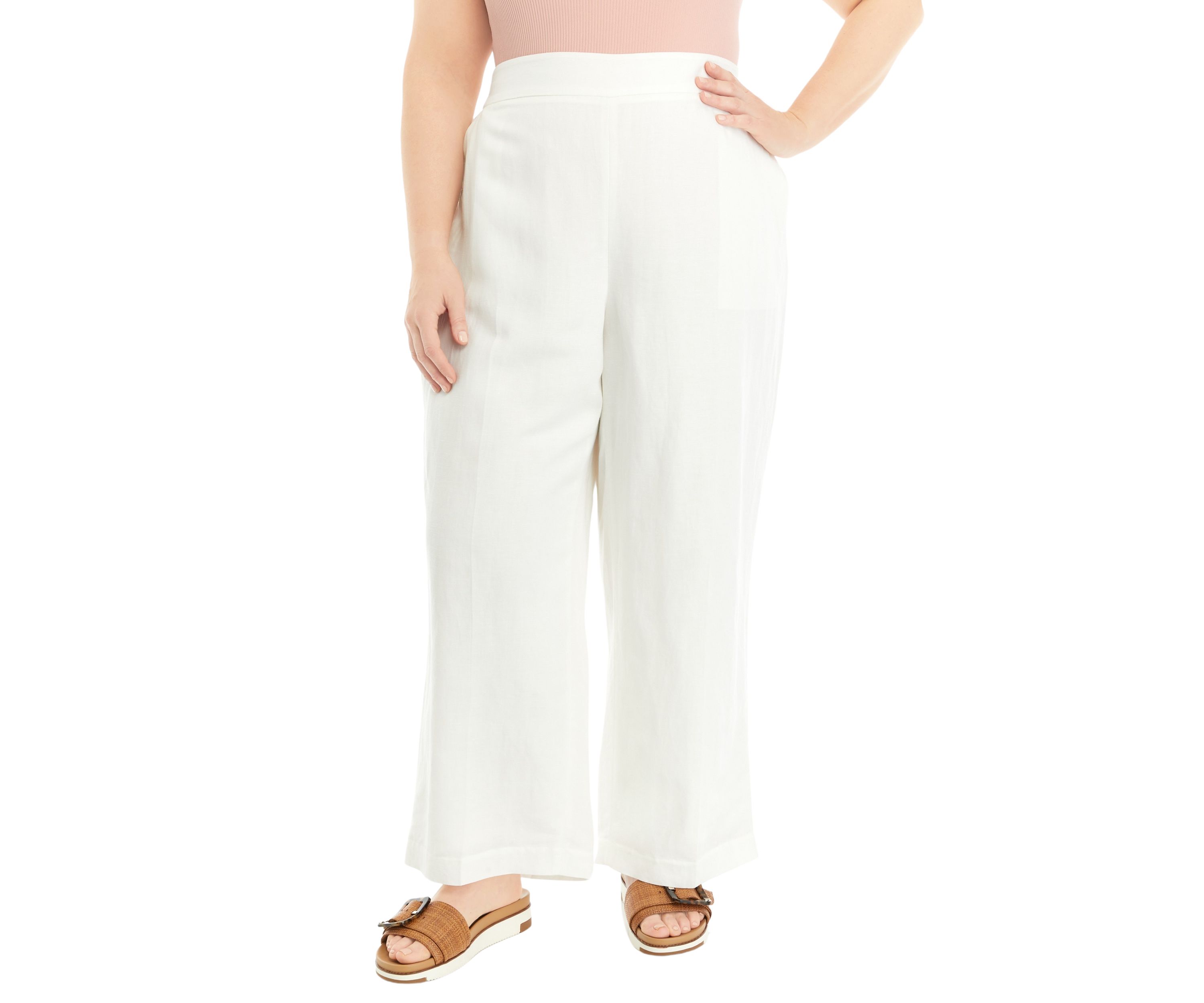 Plus Size Wide Leg Pull On Pants