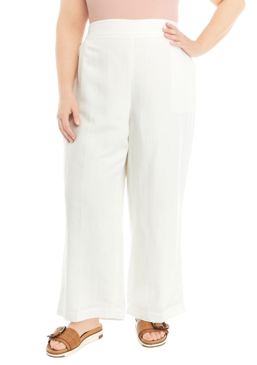 Plus Size Wide Leg Pull On Pants