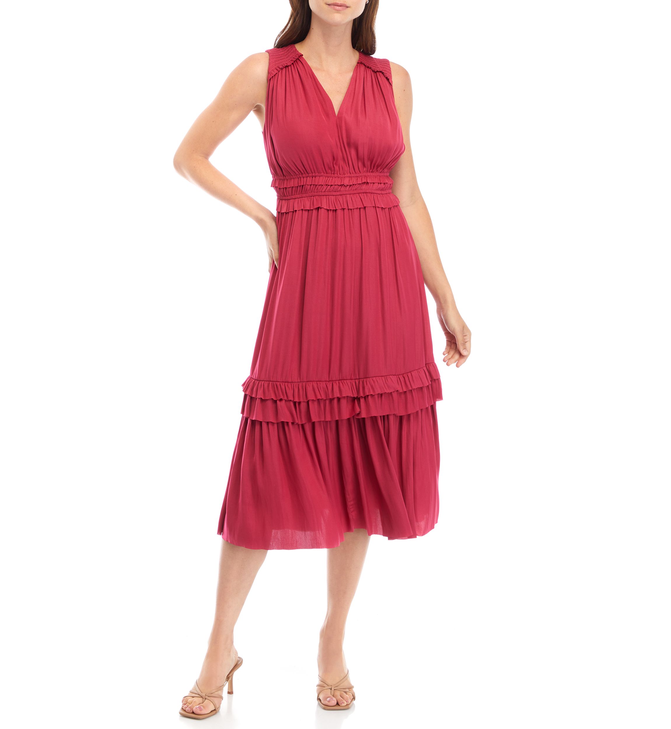 Womens Sleeveless Smock Waist Airflow Dress