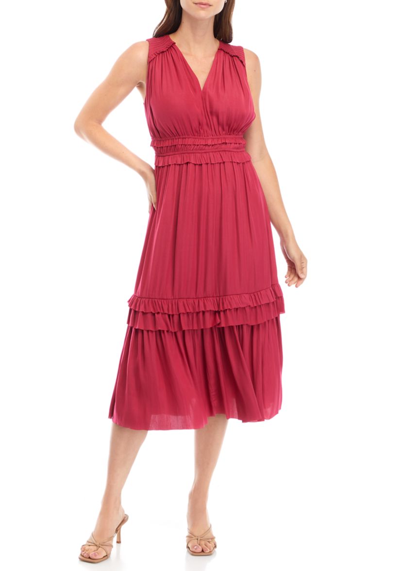 Womens Sleeveless Smock Waist Airflow Dress
