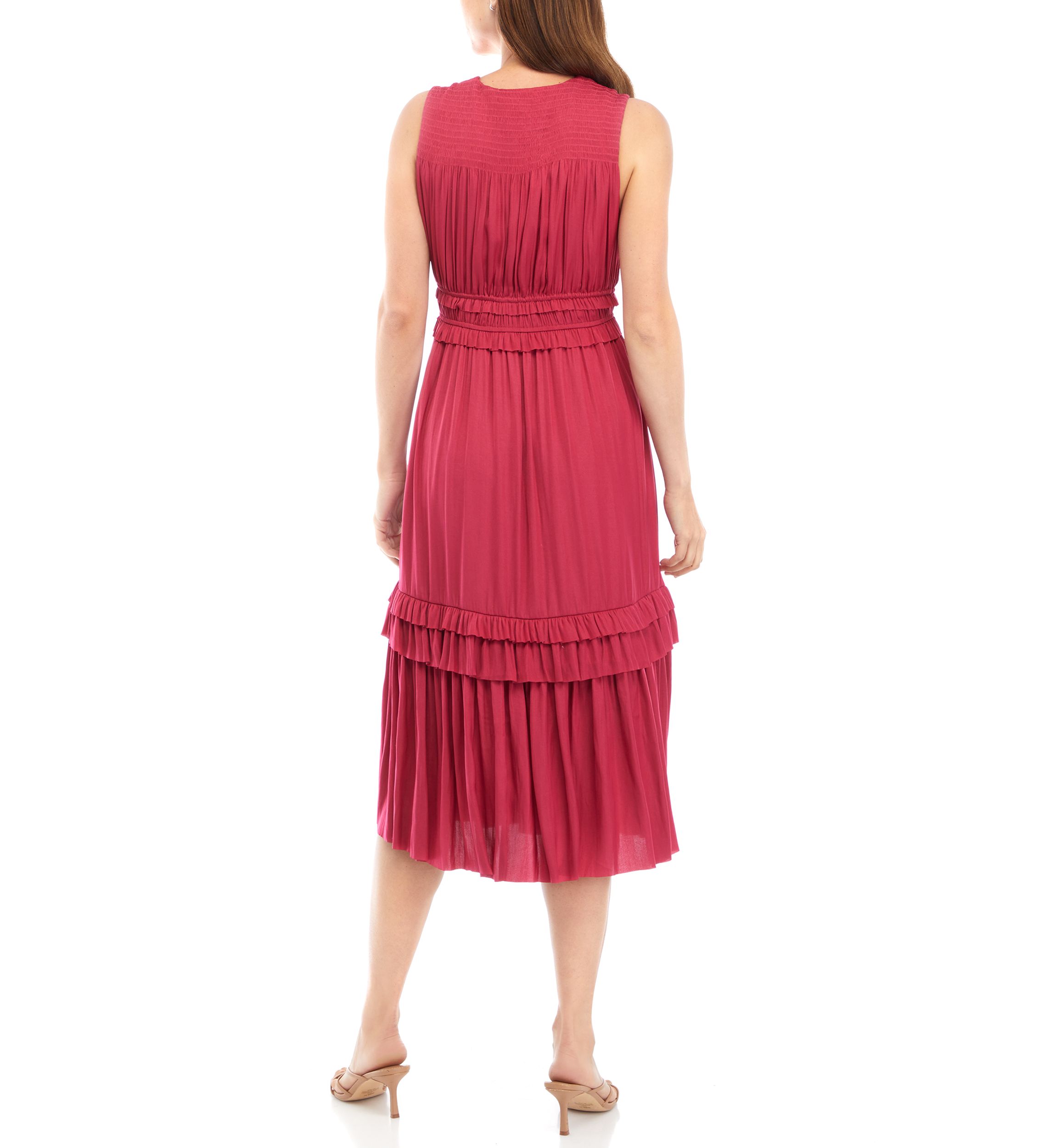 Womens Sleeveless Smock Waist Airflow Dress