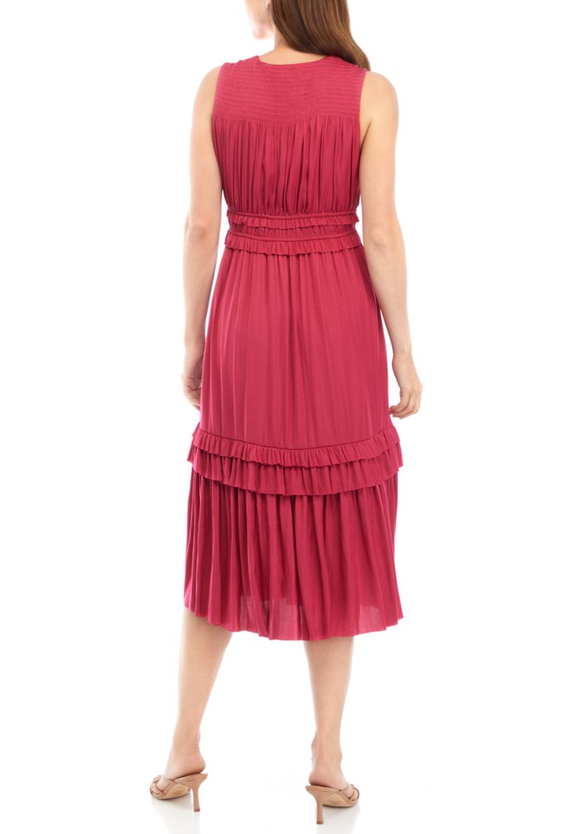 Womens Sleeveless Smock Waist Airflow Dress